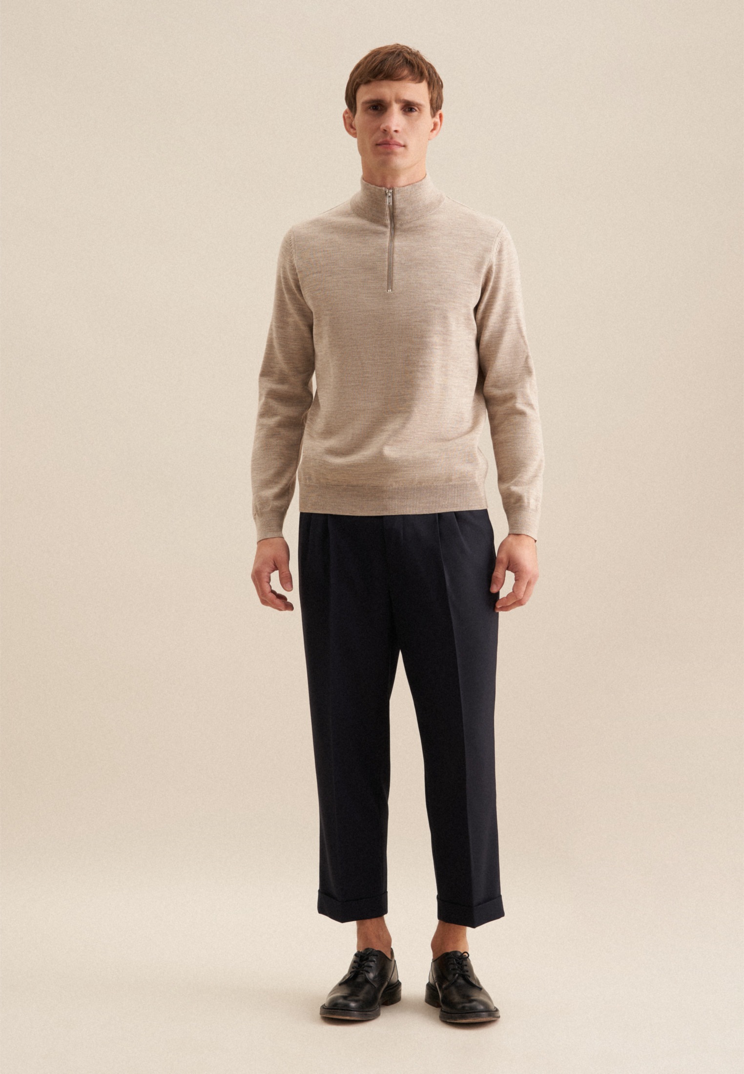 seidensticker Strickpullover »Schwarze Rose«, Quarter Zip Uni