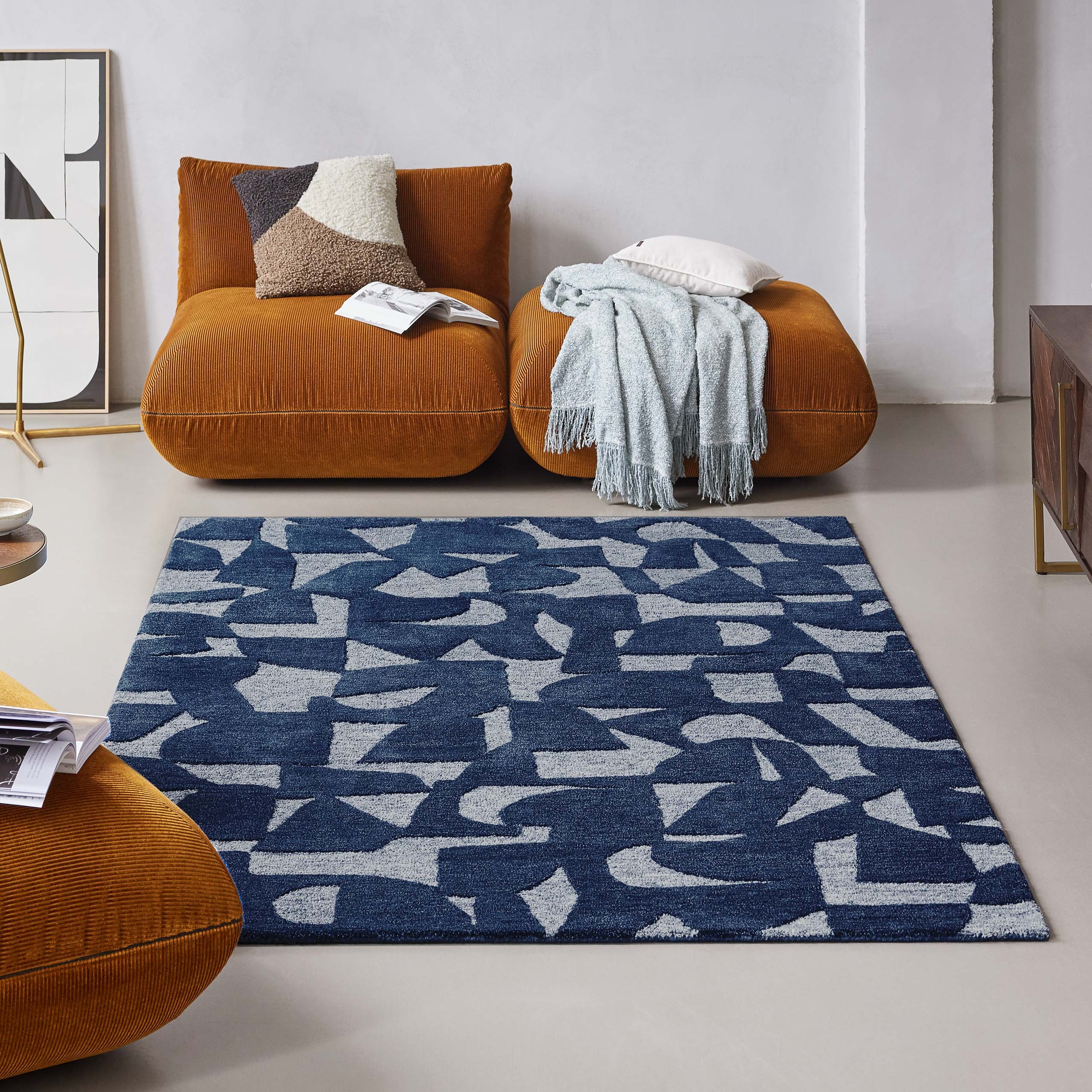 Wecon home Teppich »Ocean State« rechteckig 10 mm Höhe handgefertigt, gemustert, pflegeleicht, Wolle, Wohnzimmer, Esszimmer