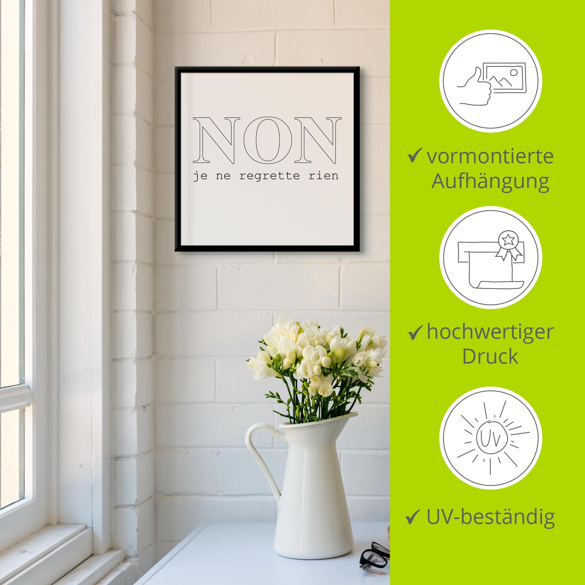 Artland Wandbild »Nein, ich bereue nichts«, Sprüche & Texte, (1 St.)