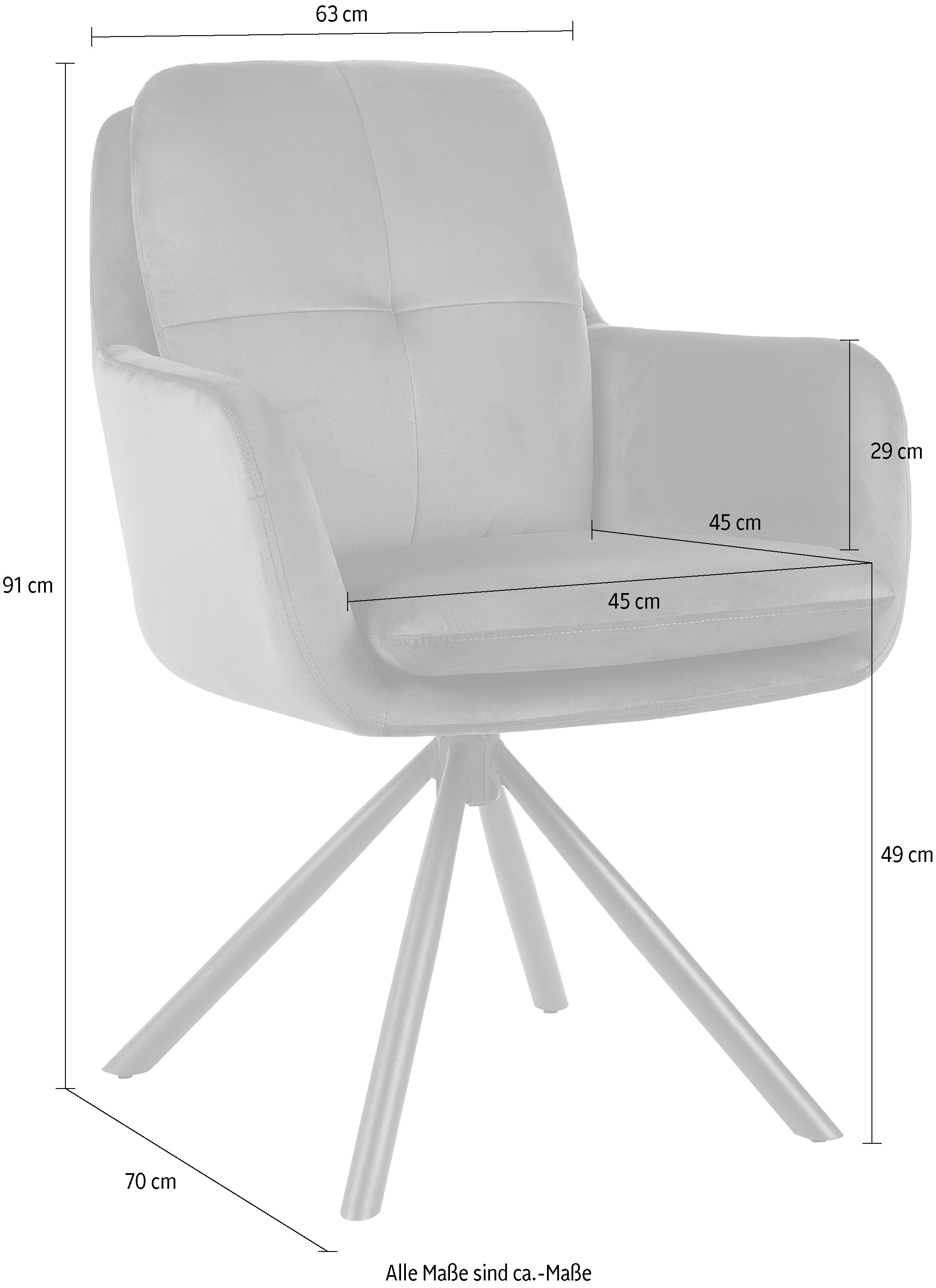 HELA Armlehnstuhl »PARMA« (Set) 2 Stk.2er Pack, 360° drehbar, 4-Fuß, Kissenoptik, Samtvelour, Armlehnen