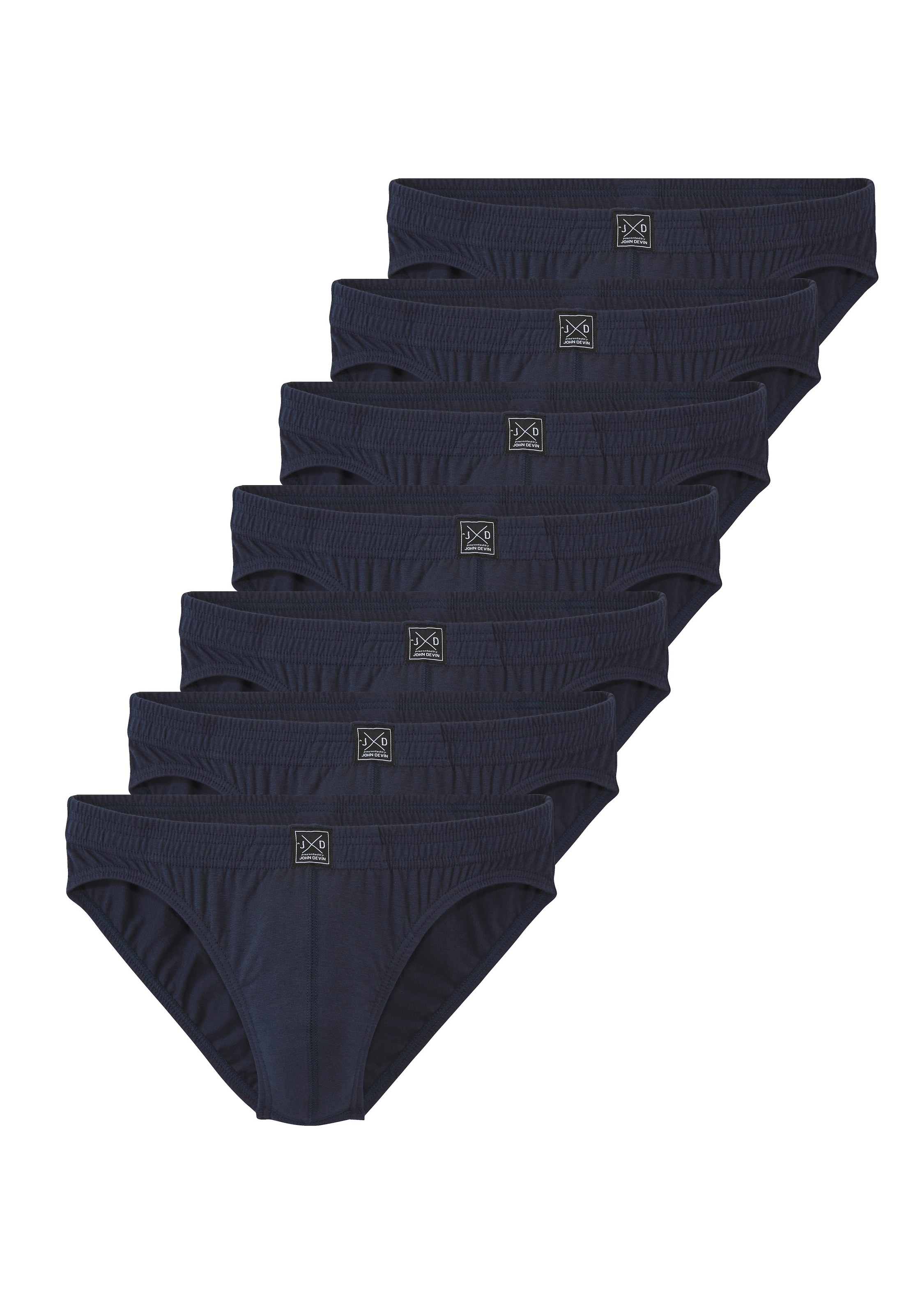 John Devin Slip Box, 7 Stk. aus elastischer Baumwollmischung, mit Logoschriftzug im Bund