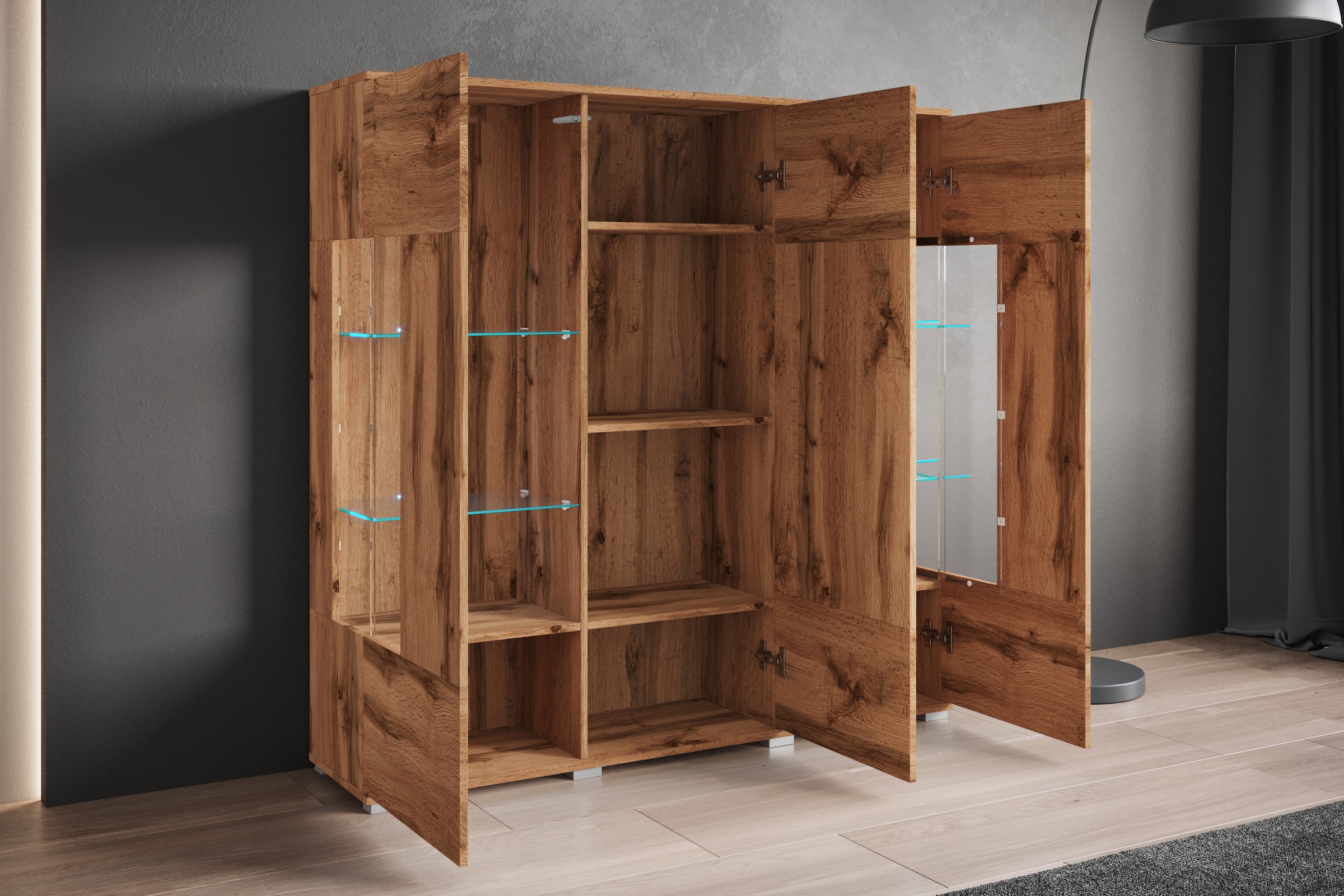 OTTO home Highboard »Kenia« 1 Stk. tlg. Modernes Highboard, mit Glastüren, Breite 135 cm