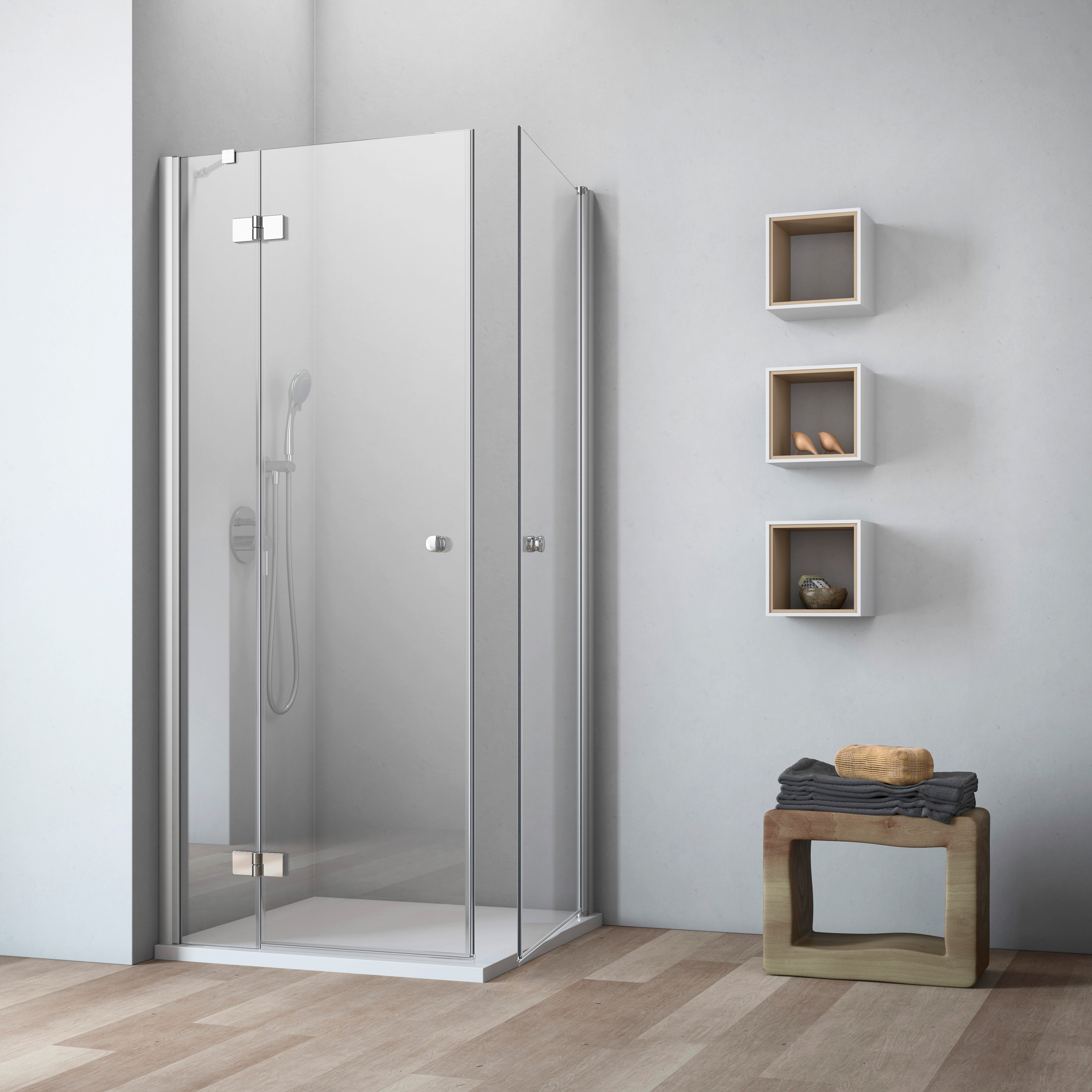 Maw By Geo Eckdusche »A-E310« ebenerdiger Einbau möglich in silberfarben, Größe B/H/T: 80 cm x 202,2 cm x 80 cm