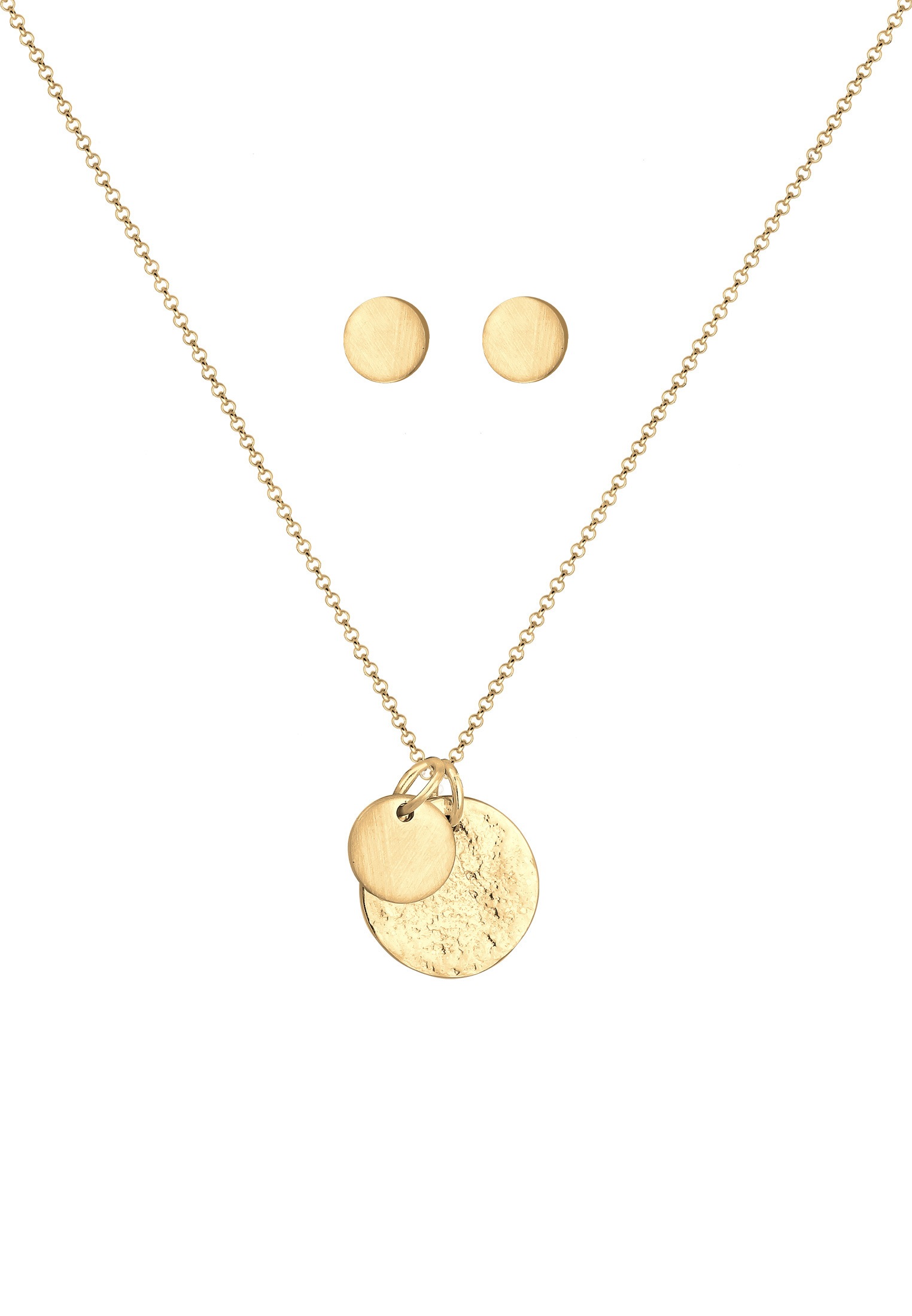 Elli Ohrring und Ketten Set »Schmuckset Plättchen Geo-Organic Halskette Ohrring 925 Silber«