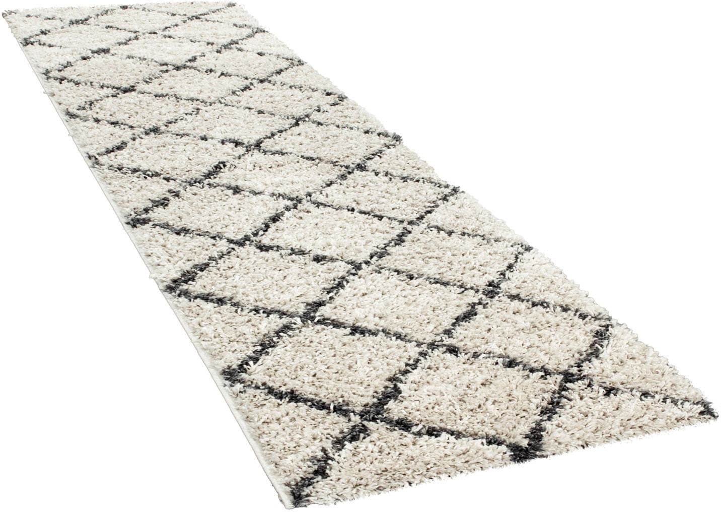 Paco Home Hochflor-Läufer »Kalmar 441«, rechteckig, 40 mm Höhe, Teppich-Läufer, Scandi Design, Rauten Muster, weich & kuschelig