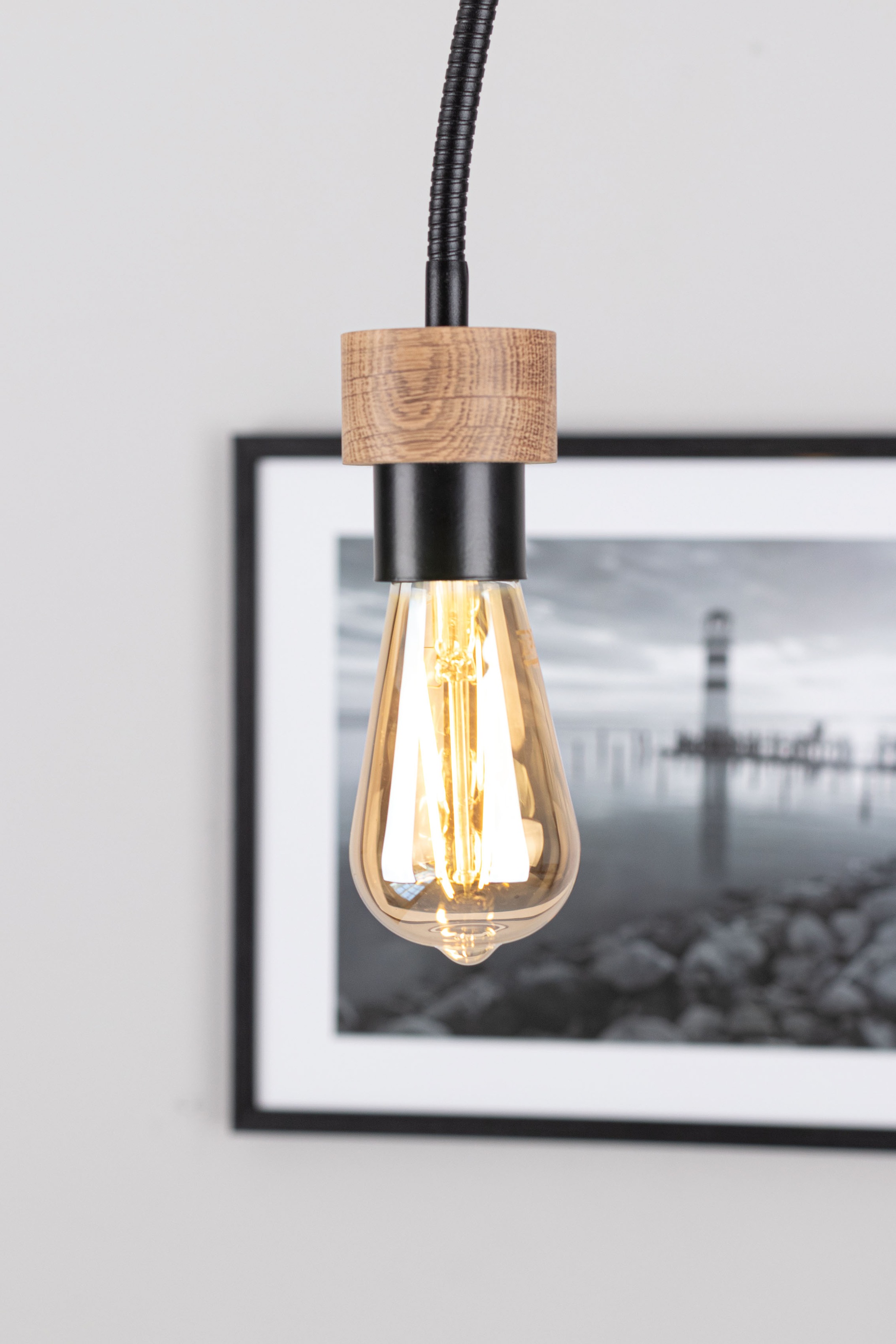 BRITOP LIGHTING Deckenleuchte »ALLUMER FLEX«, 1 flammig, Leuchtmittel E27 | Leuchtmittel wechselbar-ohne Leuchtmittel, Basis aus Eichenholz mit FSC®-Zertifikat, flexibel verstellbar