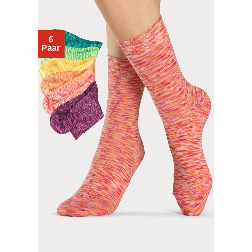 H.I.S Freizeitsocken, (Set, 6 Paar), mit farbigem Garn