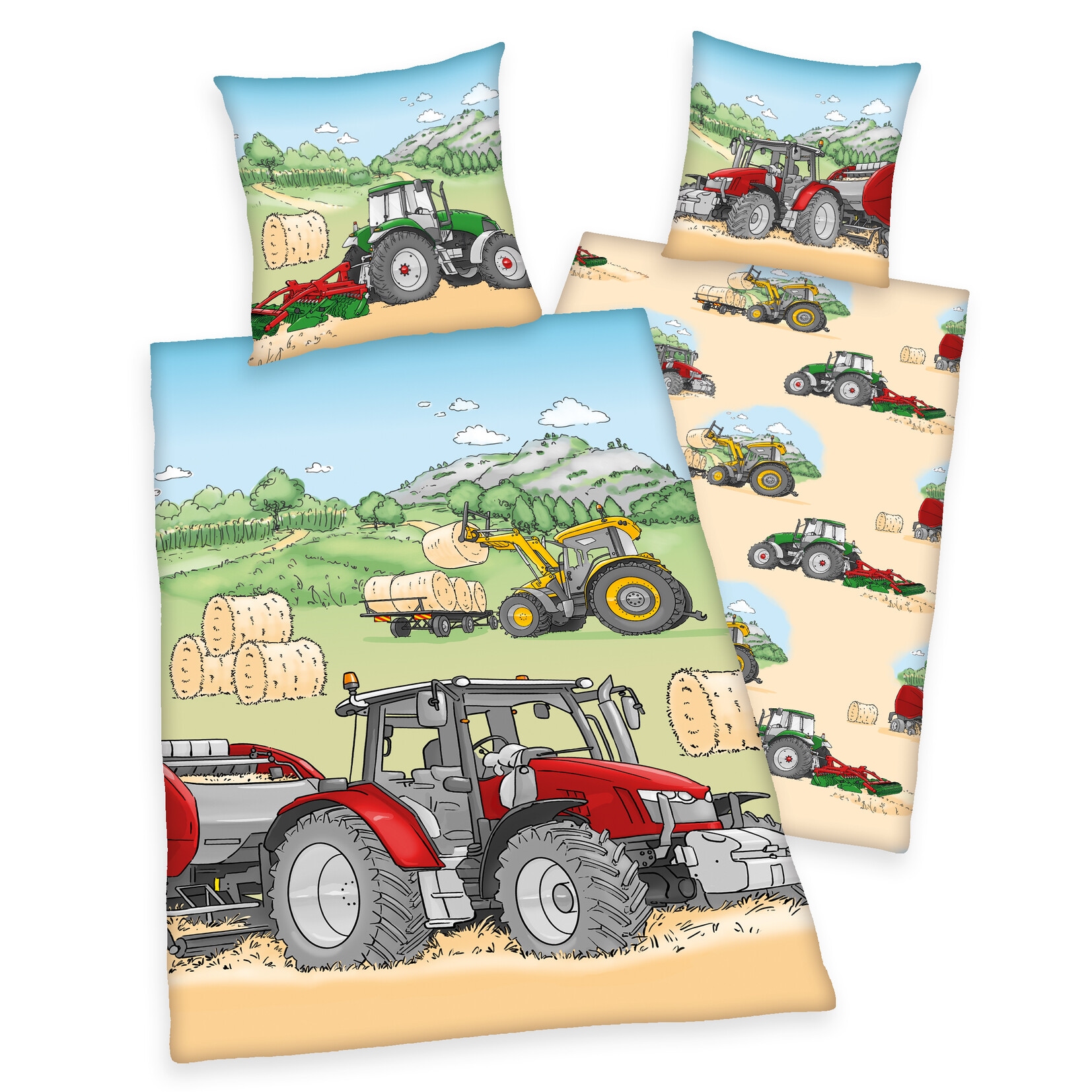 Kinderbettwäsche »Traktor, Baumwoll-Renforcé«, (2 tlg.)