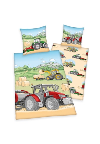 Kinderbettwäsche »Traktor, Baumwoll-Renforcé«, (2 tlg.)