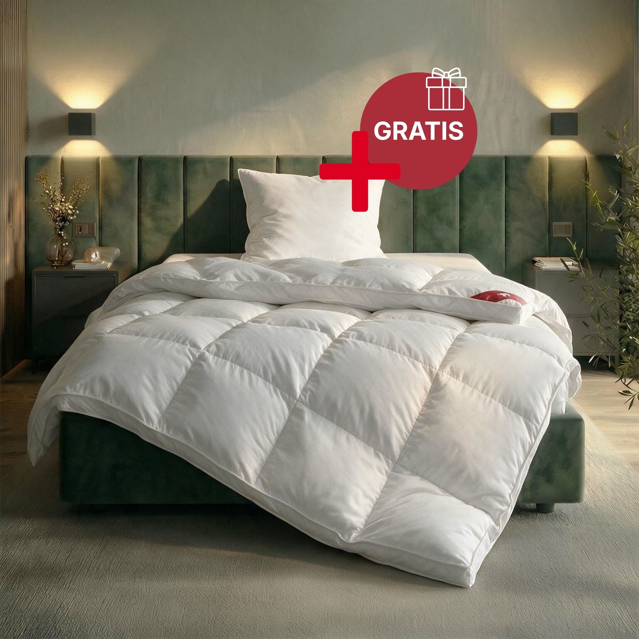 RIBECO Federbettdecke »Bettdecke extra prall in 135x200 und 155x220cm Topseller,« extrawarm Füllung 100% Federn 1 Stk. tlg. Bettdecke, extra warm, Made in Germany, mit gratis 80x80 cm Kissen