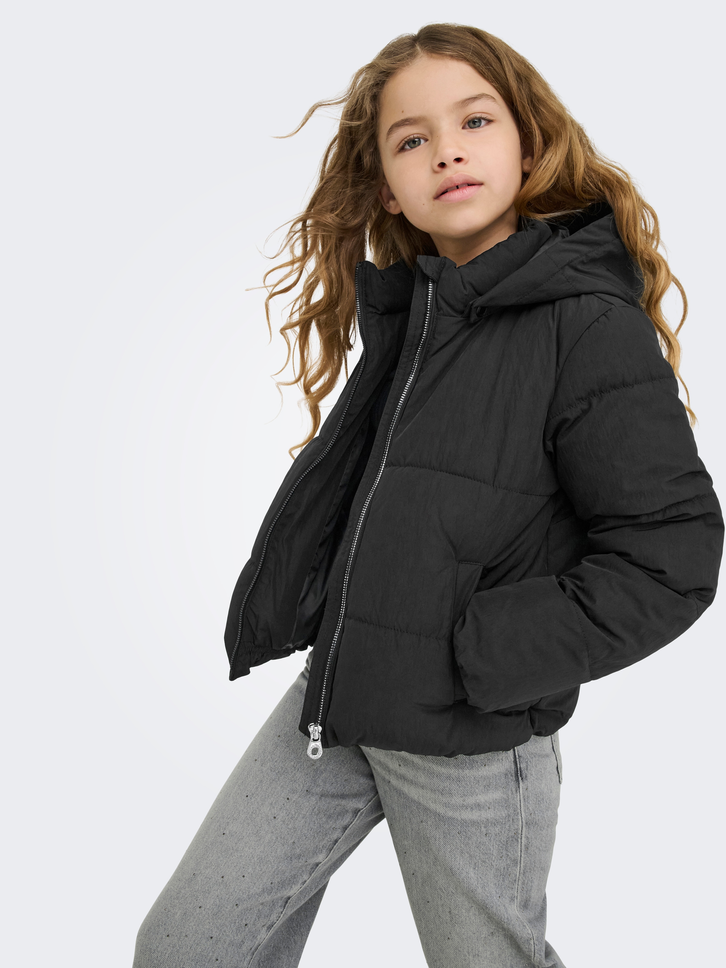 KIDS ONLY Steppjacke »KOGDOLLY SHORT PUFFER JACKET OTW« mit Kapuze mit abnehmbarer Kapuze