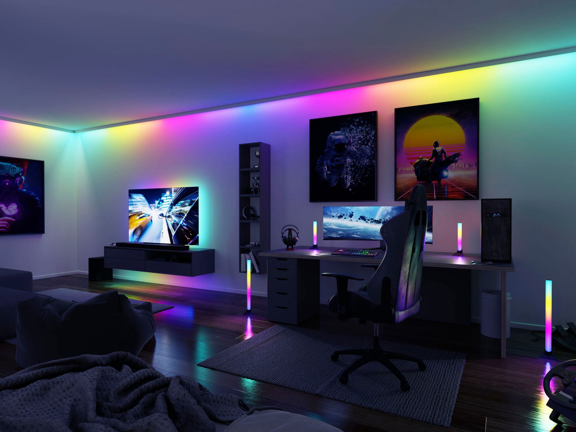 Paulmann LED-Streifen »USB LED Strip TV-Beleuchtung 65 Zoll 2,4m Dynamic Rainbow RGB 4W«, 1 St.-flammig