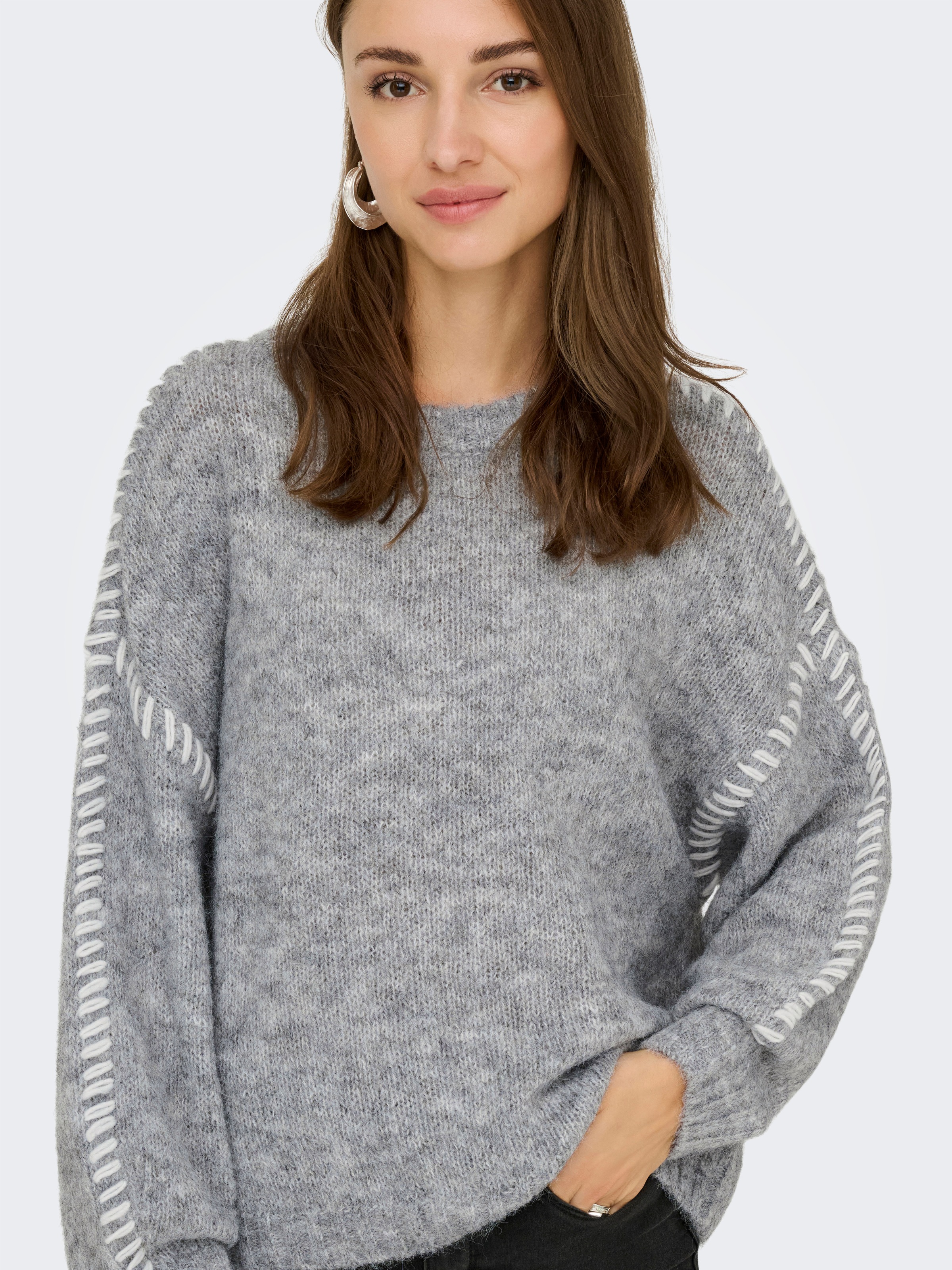 JDY Rundhalspullover »JDYZOEY LIFE L/S ON STITCH PULL KNT NOOS« mit dekorativen Ziernähten