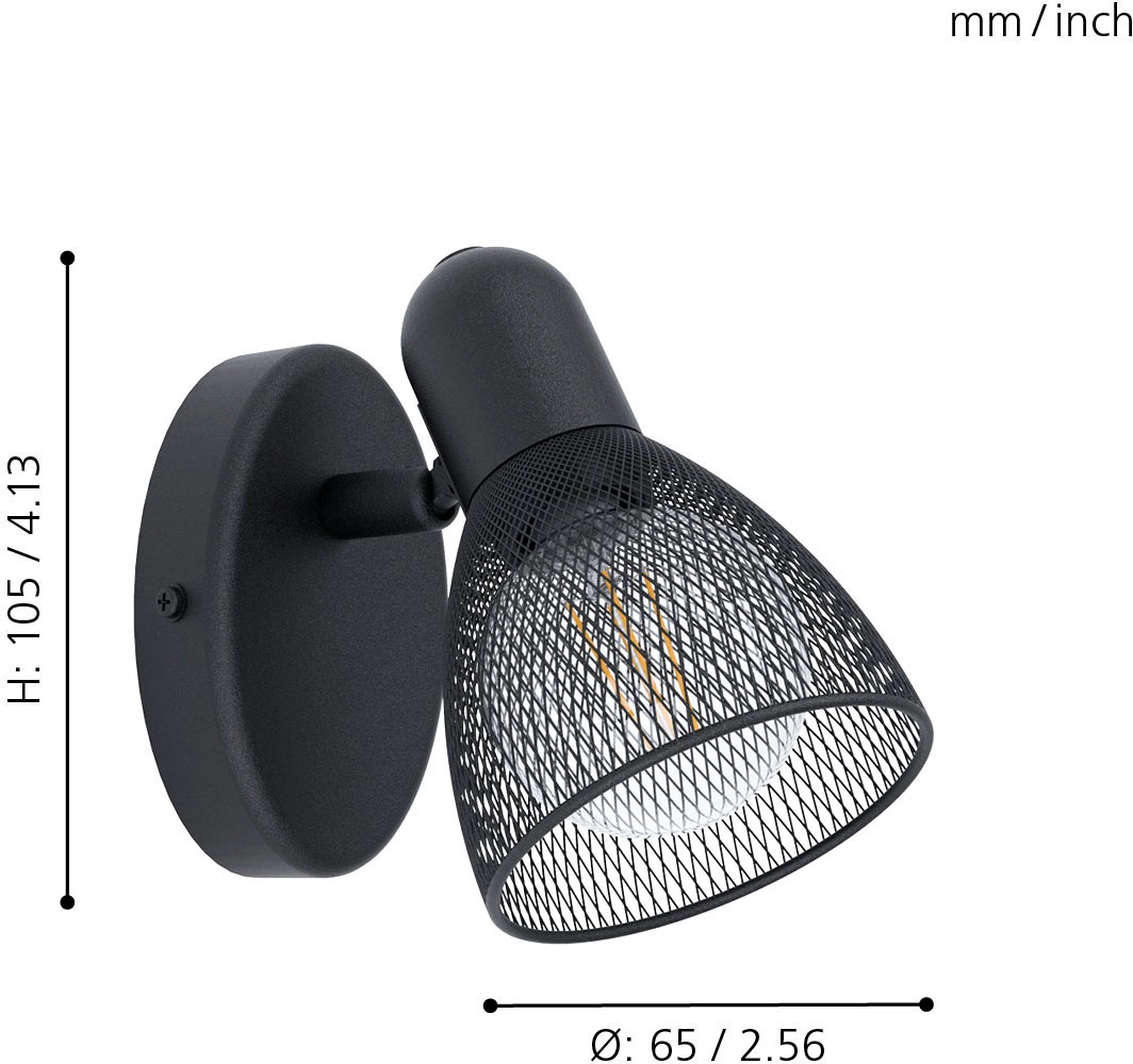 EGLO Deckenspot »CAROVIGNO Wandstrahler, Stahl, E14, IP20, Schlafzimmerlampe, Lampe« E14 Spot in schwarz - für Schlafzimmer, Flur oder Wohnzimmer