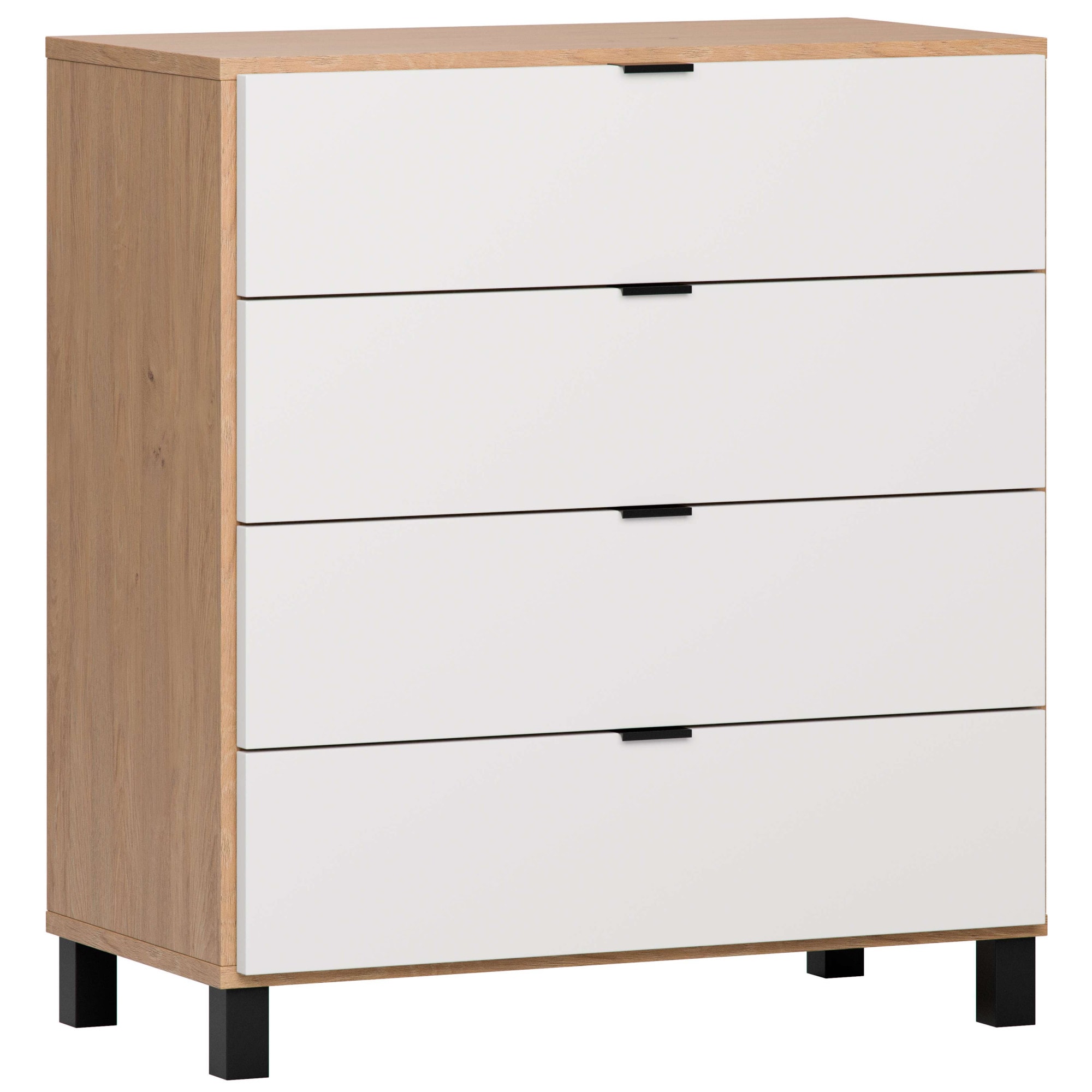 VOX Kommode »SIMPLE Sideboard mit 4 Schubladen, Maße B/T/H: 90/47/94,5 cm« Soft-Close Function, mit schwarzen Metallgriffe