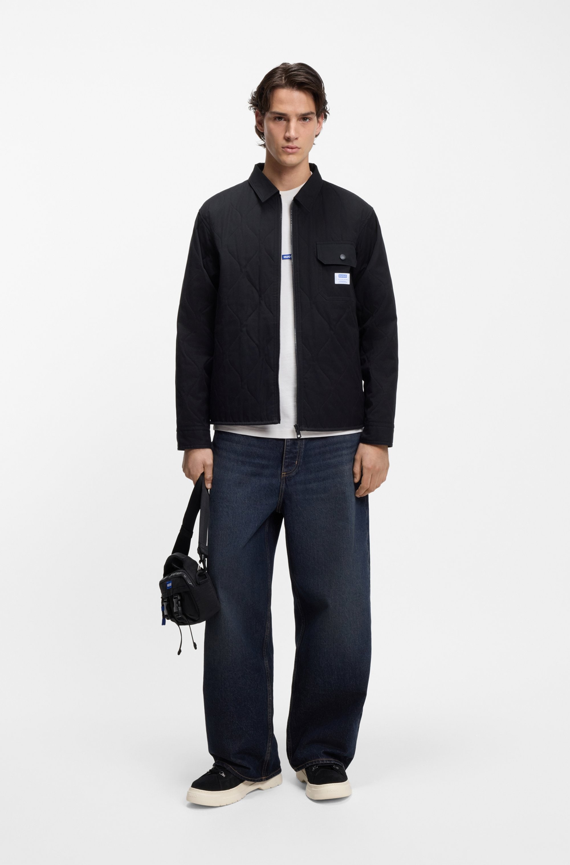 HUGO Blue T-Shirt »Nieros« mit Logo-Patch