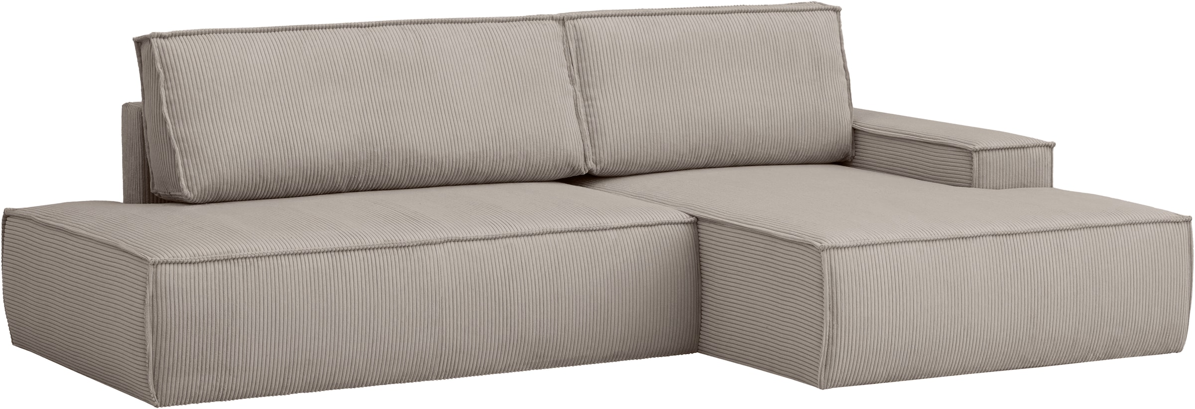 Home affaire Ecksofa »SHERWOOD, Schlafsofa in L-Form offen (275cm), Cord, Leinenoptik«, Schlaffunktion und Bettkasten, Kedernaht, hoher Sitz- & Liegekomfort