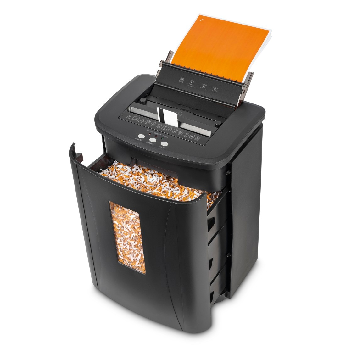 Hama Aktenvernichter »Aktenvernichter Mikroschnitt (Papier + Plastik, Korb, 120 Blatt, P4)« Mit Papierkorb, 4 x 20 mm Schnitzel, Automatik, Rücklauf