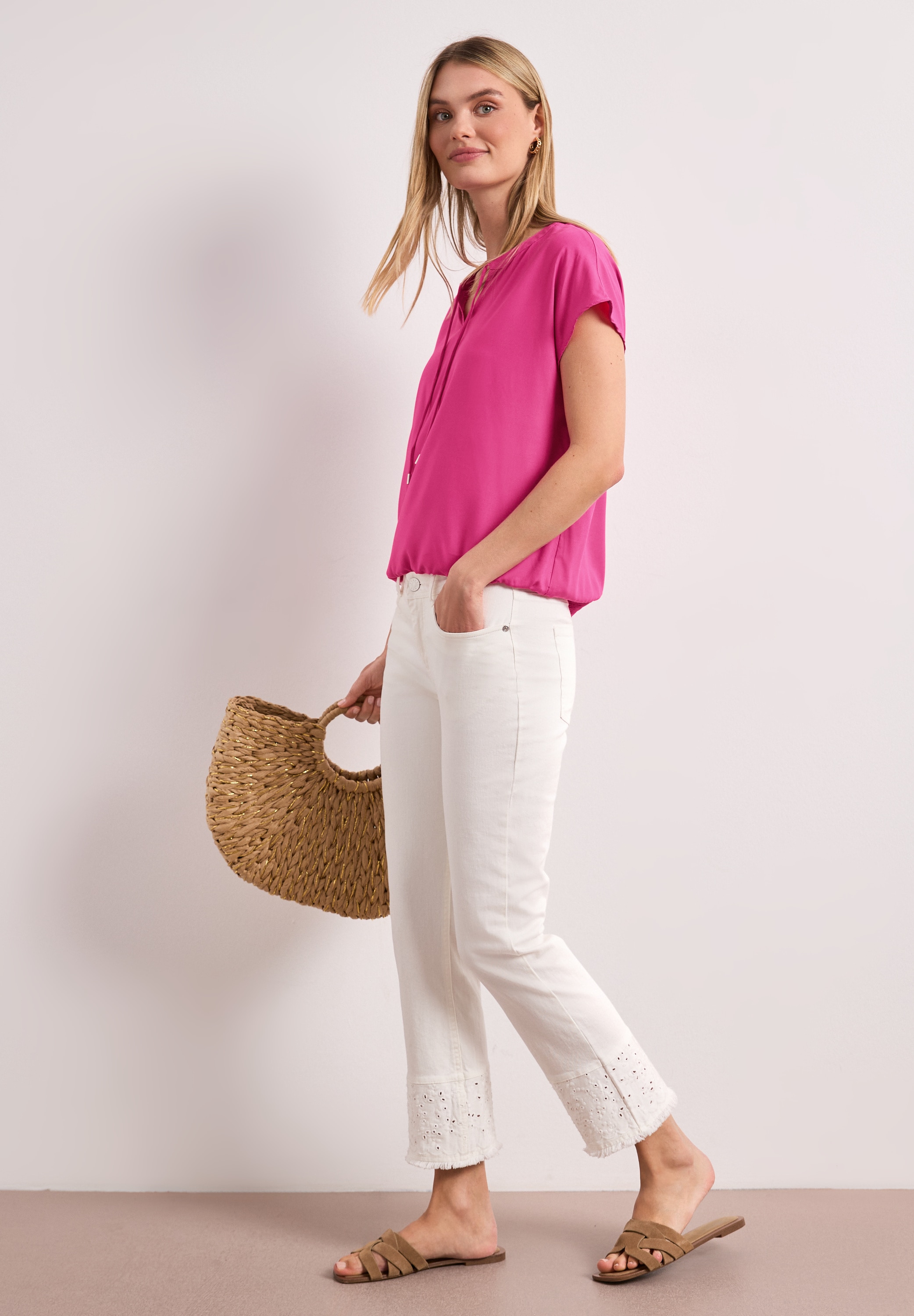 STREET ONE Kurzarmbluse Sommerbluse aus Viskose