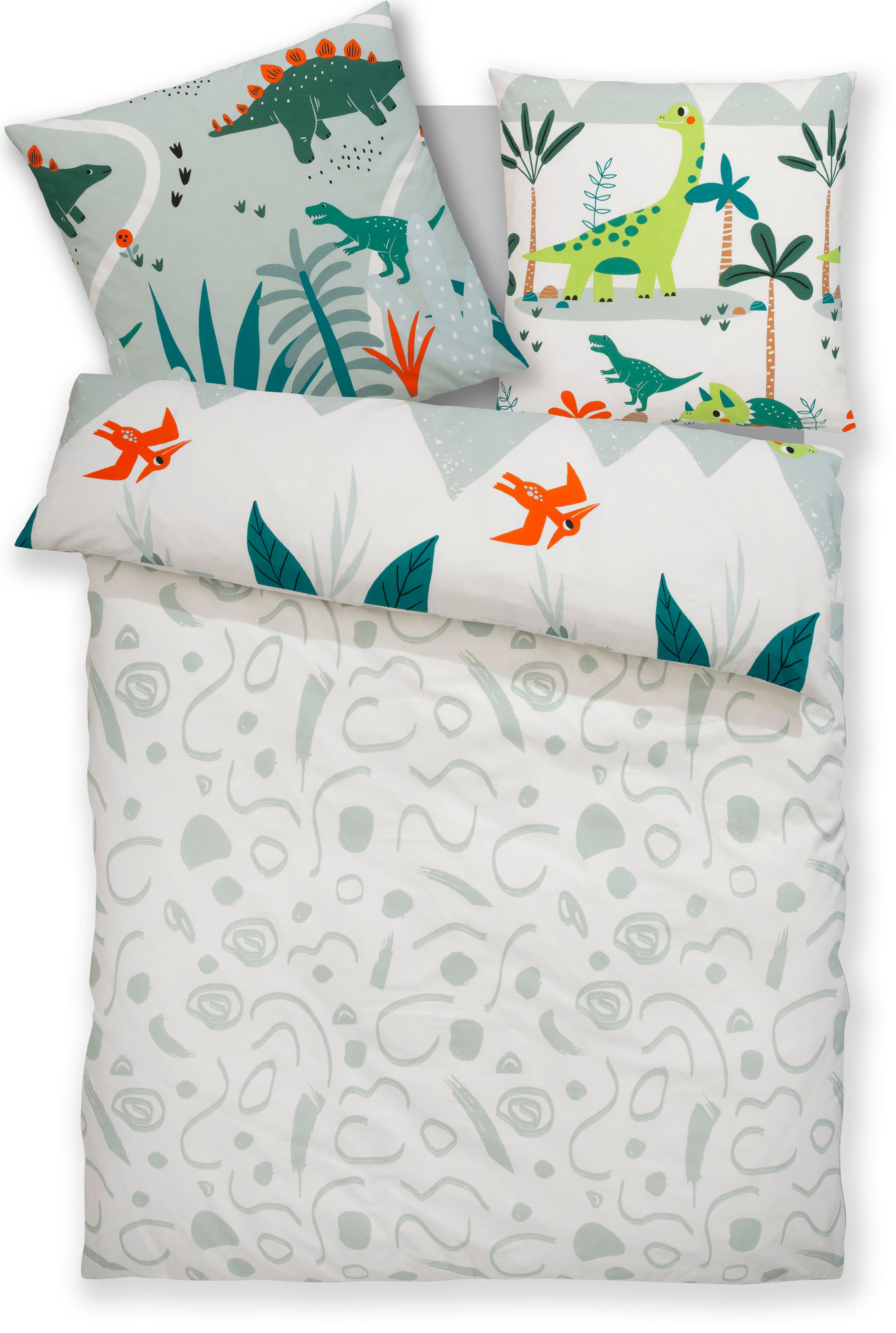 Lüttenhütt Kinderbettwäsche »CUDDLEE«, in vielen Designs: Dino,Einhorn,Weltraum,Baustelle,Herz,Trecker,Safari