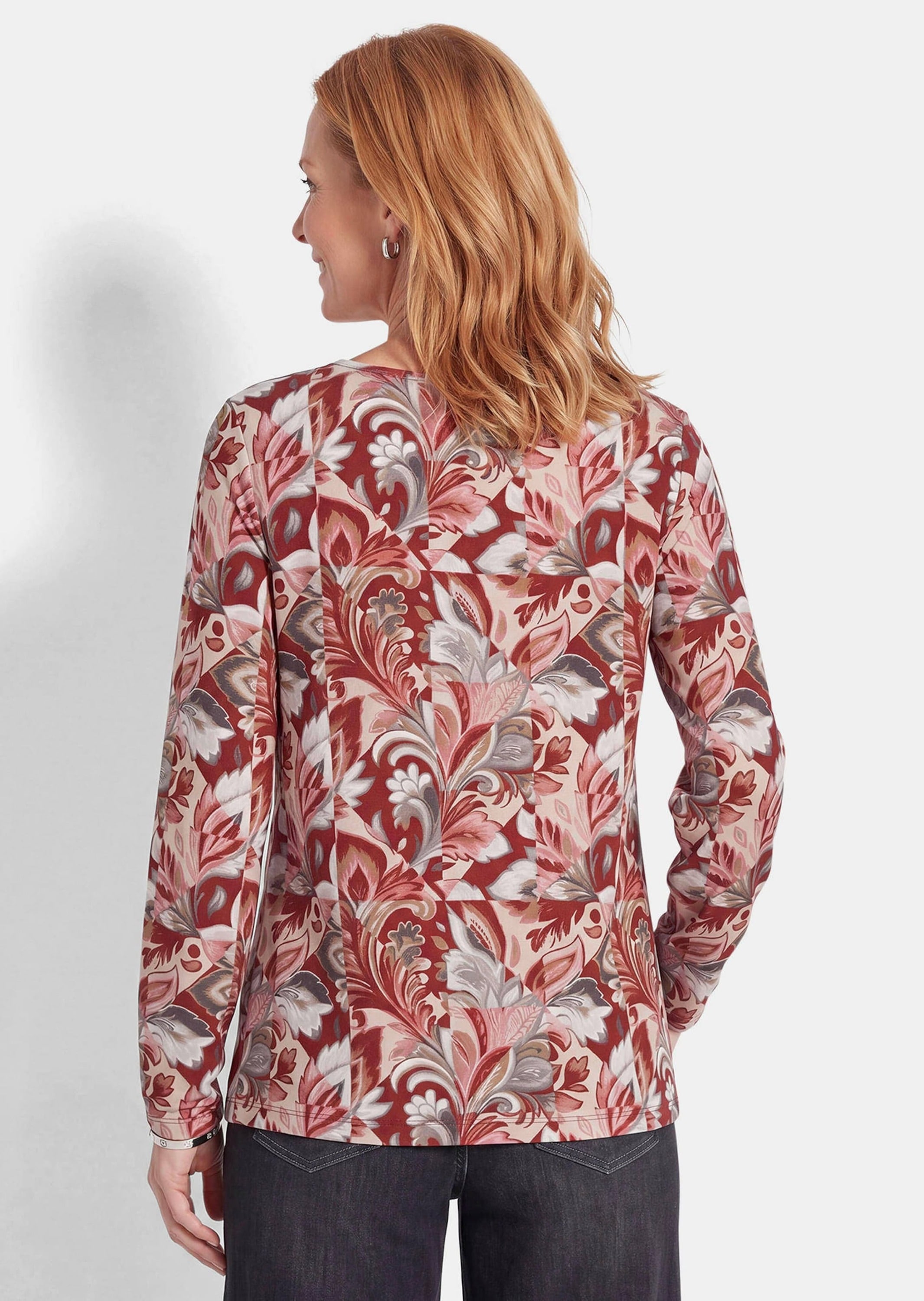 GOLDNER Print-Shirt »Kurzgröße Jerseyshirt mit Ornament-Druck« stretchbequemer Viskosejersey