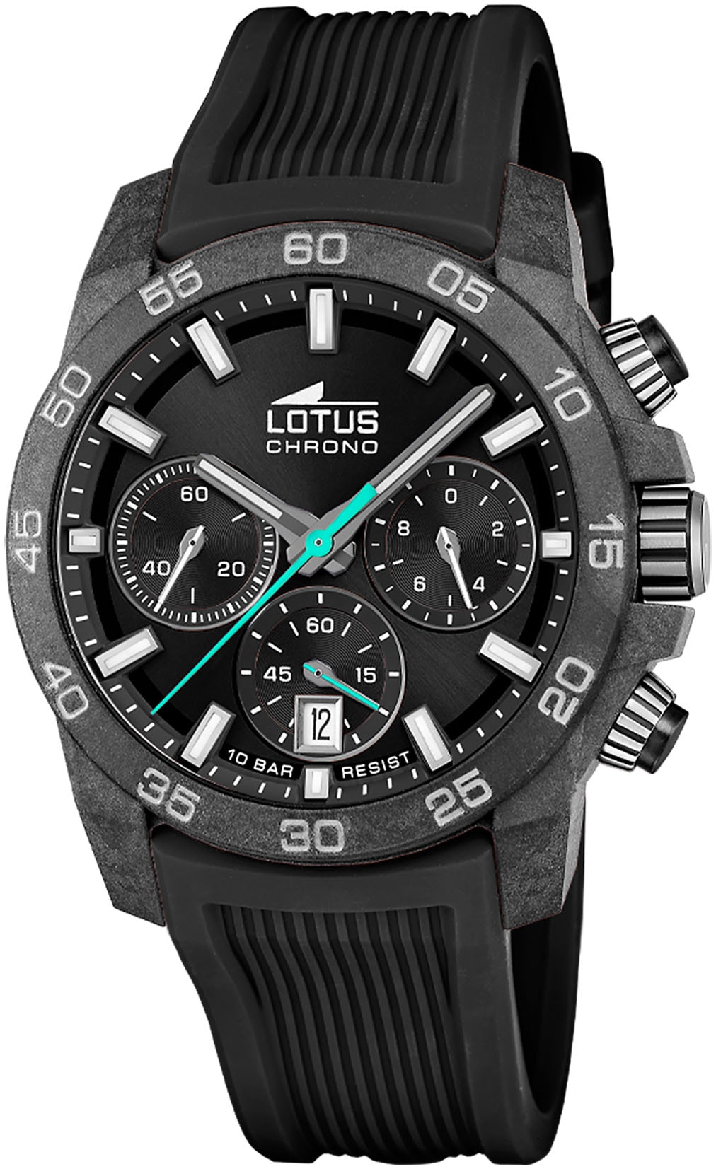 Lotus Chronograph, Quarzuhr, Armbanduhr, Herrenuhr, Kautschukarmband, Tag, Stoppfunktion
