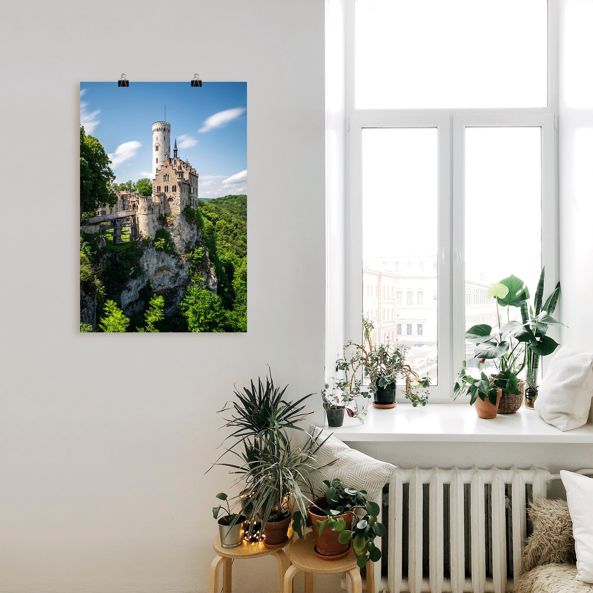 Artland Wandbild »Schloss Lichtenstein am sonnigen Tag«, Gebäude, (1 St.), als Alubild, Leinwandbild, Wandaufkleber oder Poster in versch. Größen