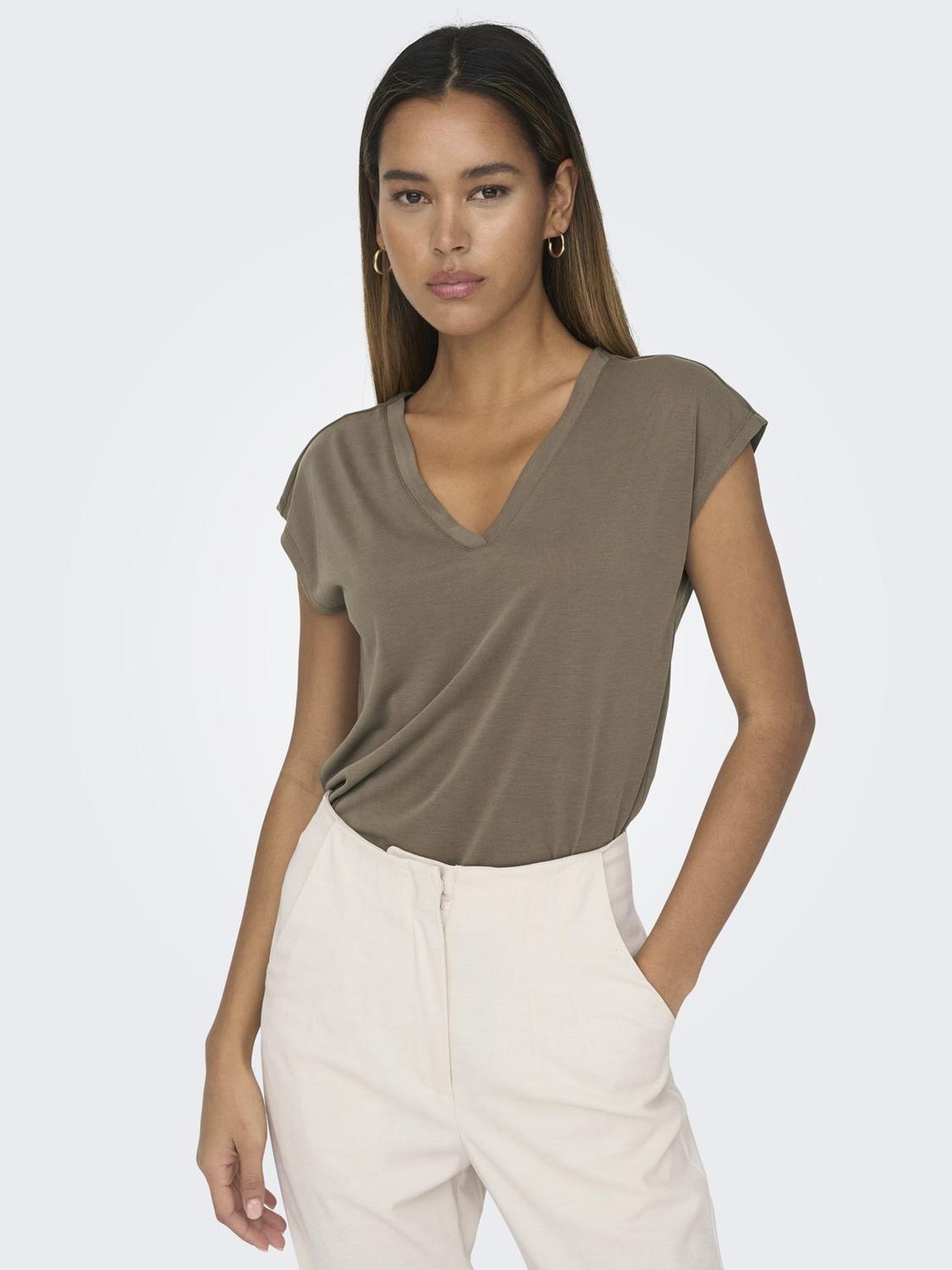 ONLY V-Shirt »ONLFREE S/S MODAL V-NEC TOP BOX JRS NOOS«