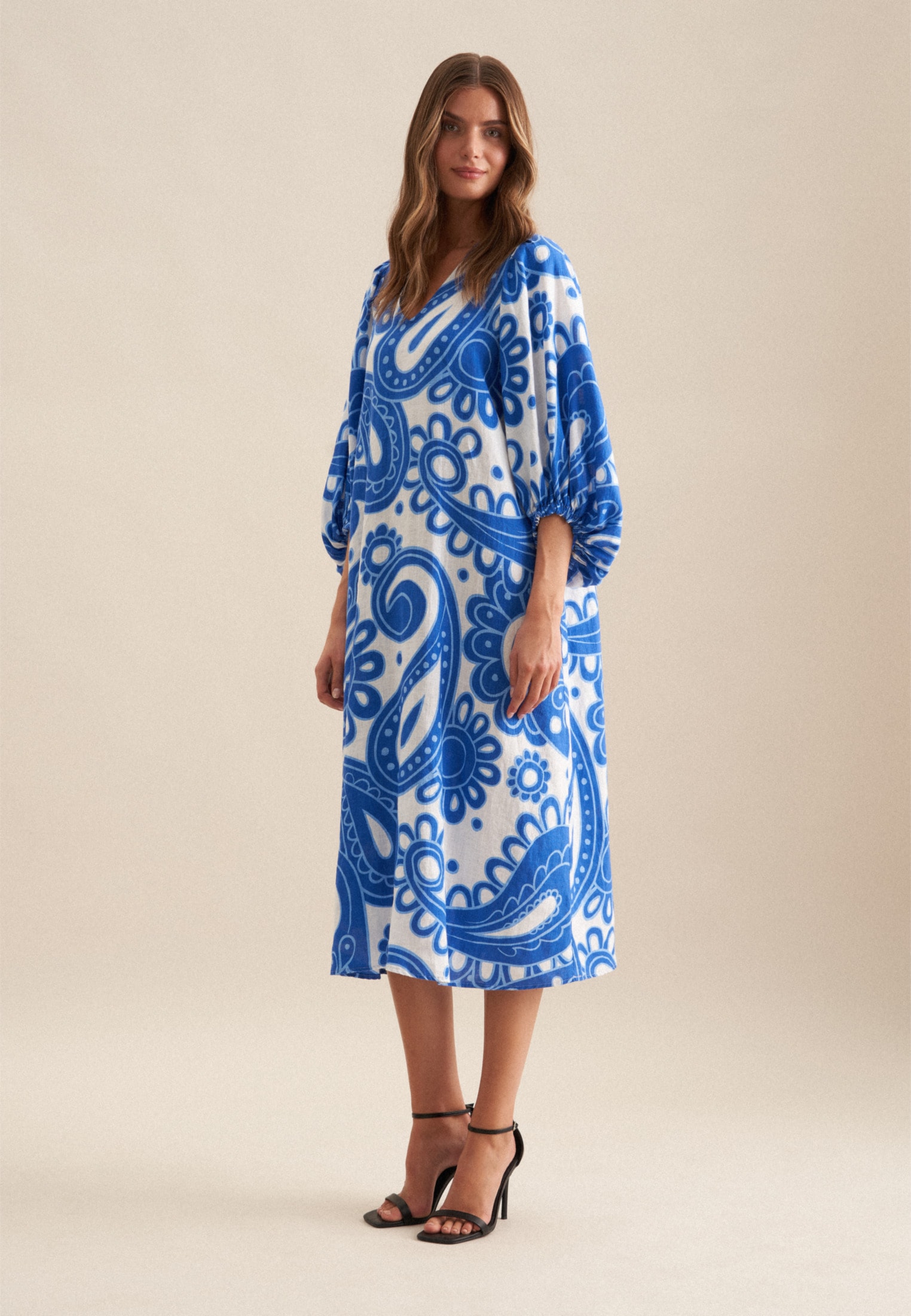 seidensticker Sommerkleid »Schwarze Rose«, 3/4-Arm V-Neck Paisley