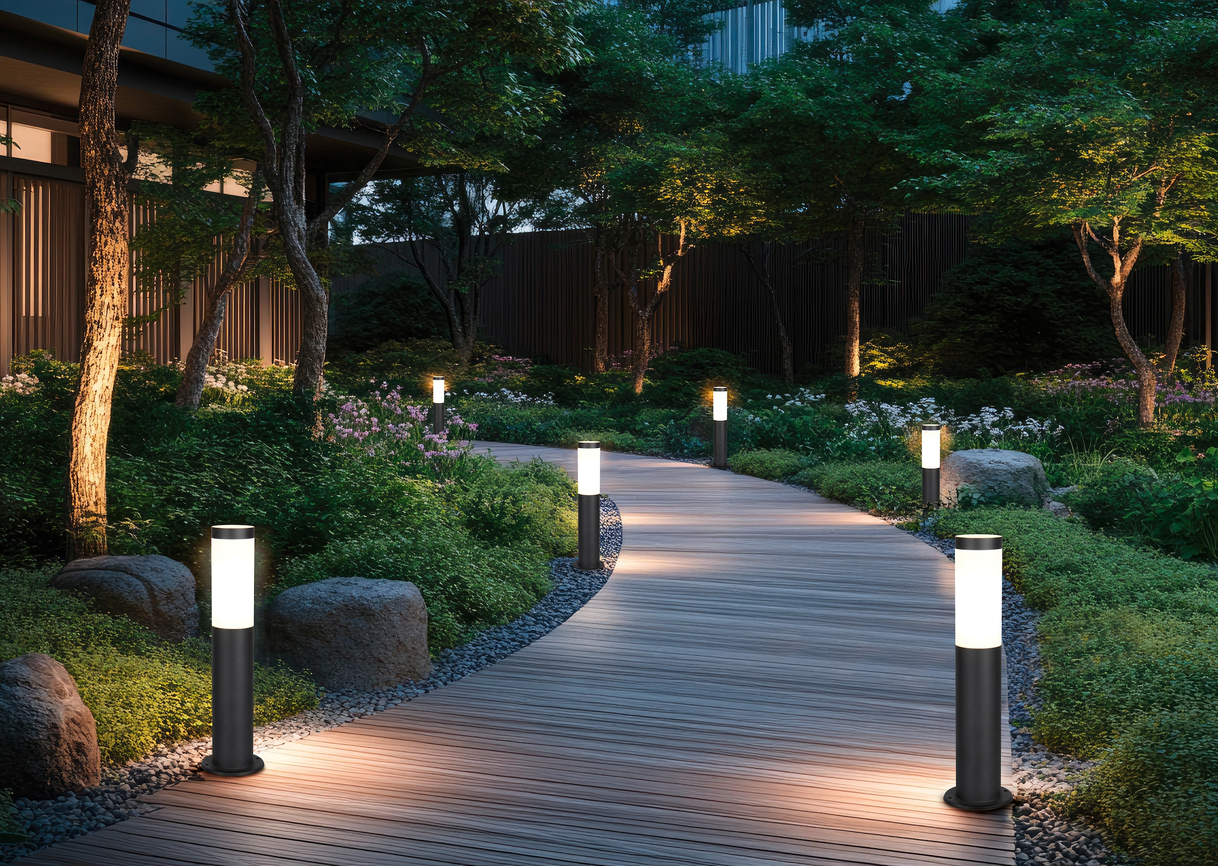 TRIO Leuchten Außen-Stehlampe »TRIOTO, Pollerleuchte Höhe 45cm, Wegeleuchte Garten Terrasse Outdoor« E27 1 Stk. warmweiß - kaltweiß IP44, exkl 1x E27 max 25W, Edelstahl Garten Stehleuchte schwarz matt