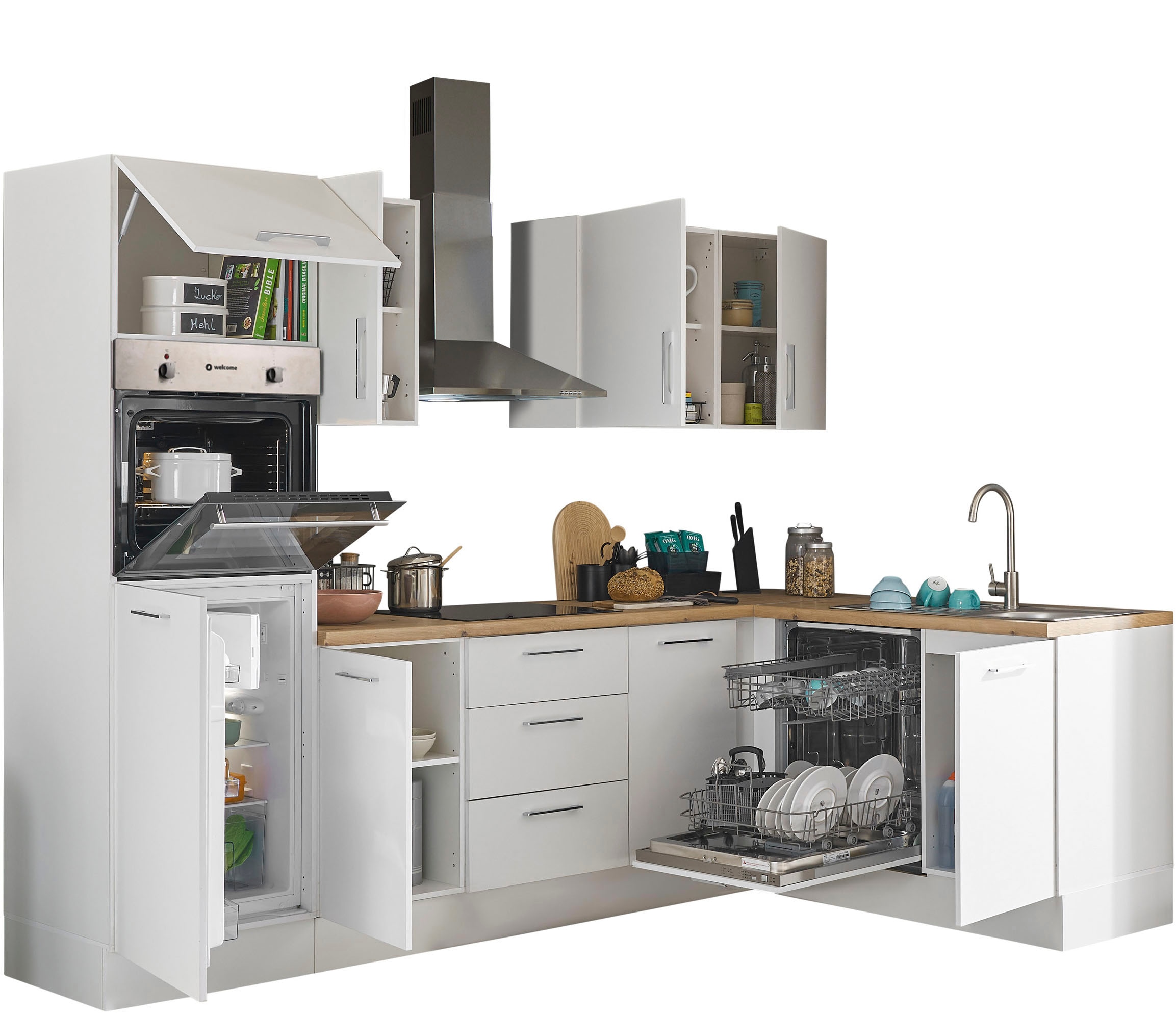 BASIC by Balculina Winkelküche »Turin« Stellbreite 280x175 cm, wahlweise mit E-Geräten