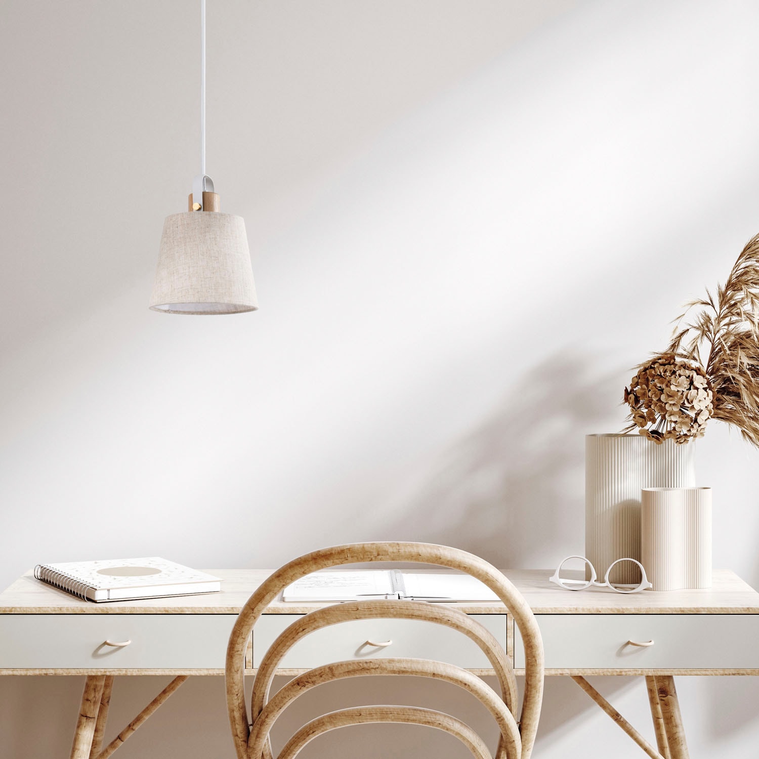 Paco Home Pendelleuchte »MARTA«, Leuchtmittel E27 | ohne Leuchtmittel, Wohnzimmer Stoffschirm Esszimmer E27 Industrial Design Kabel 1,5m