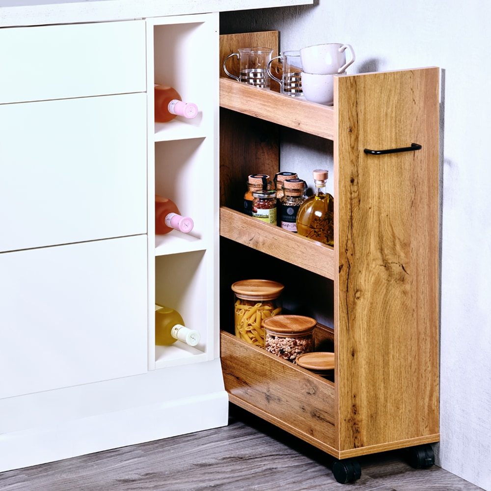 KESPER® Küchenregal »Nischenregal« 1 Stk. tlg. mit 3 Abstellflächen und 4 Rädern, davon 2 mit Bremse