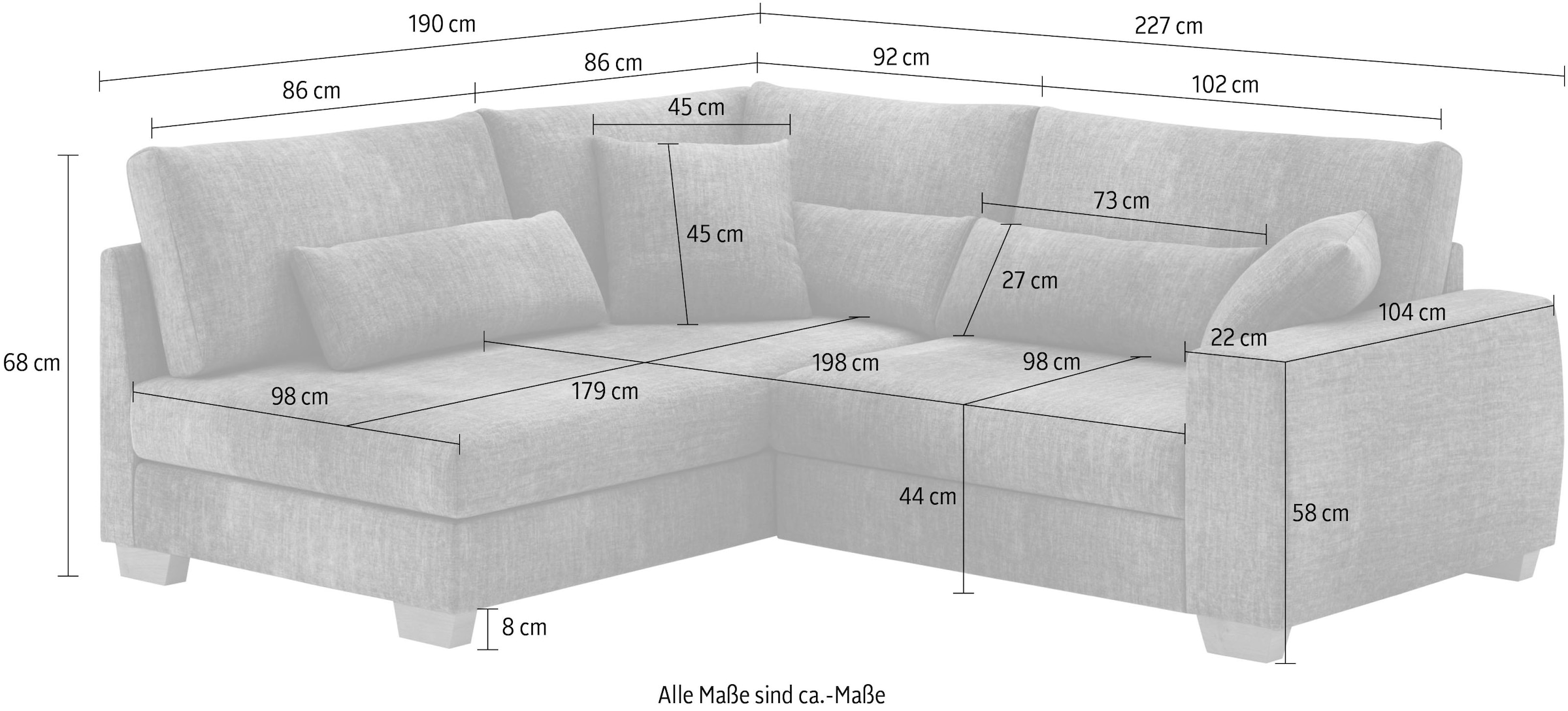 Mr. Couch Ecksofa »Helena L-Form«, Mit Federkern, wahlweise mit Bettfunktion und Taschenfederkern