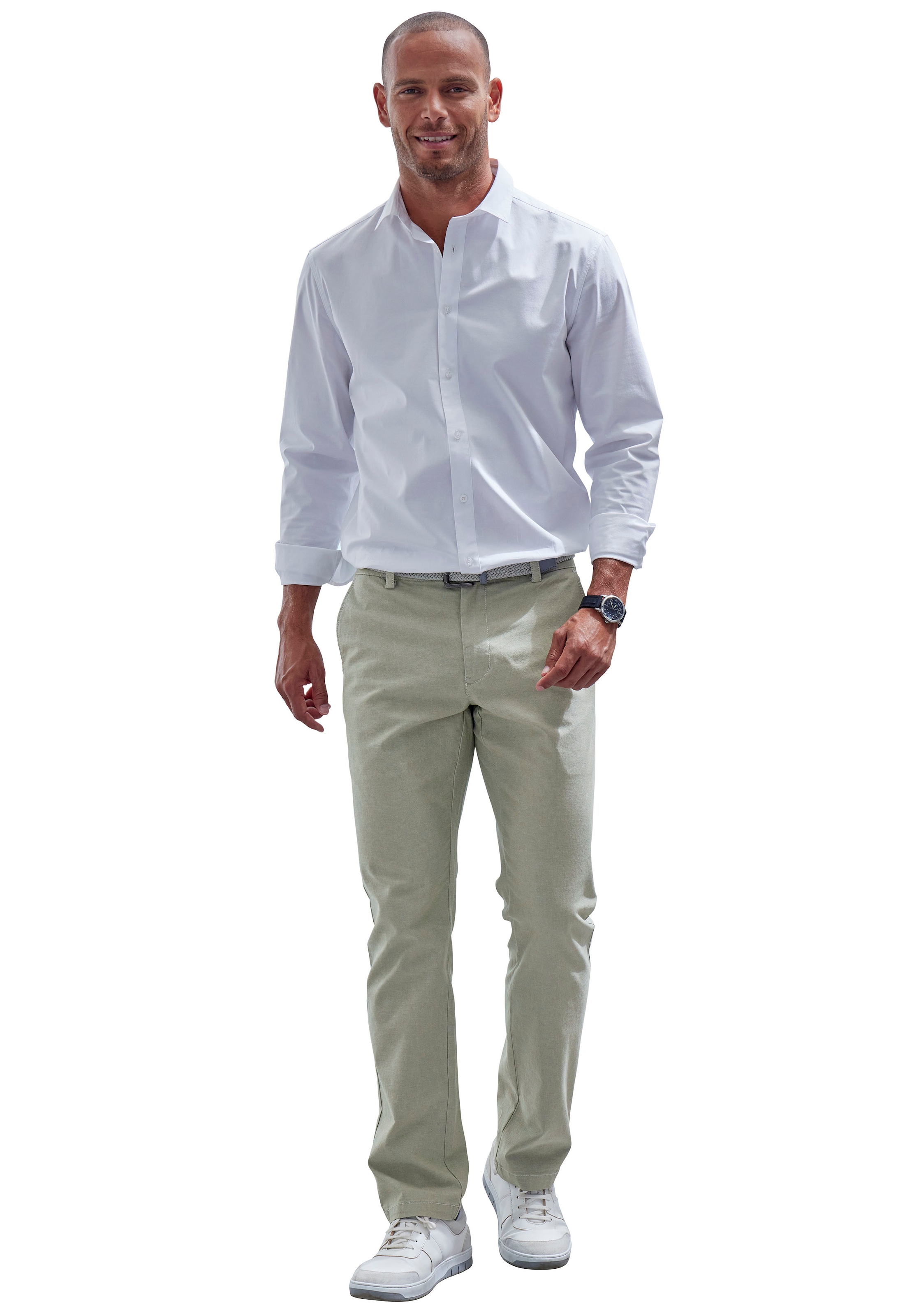 John Devin Chinohose »regular-fit, lange Oxford Hose«, aus elastischer Baumwoll-Qualität