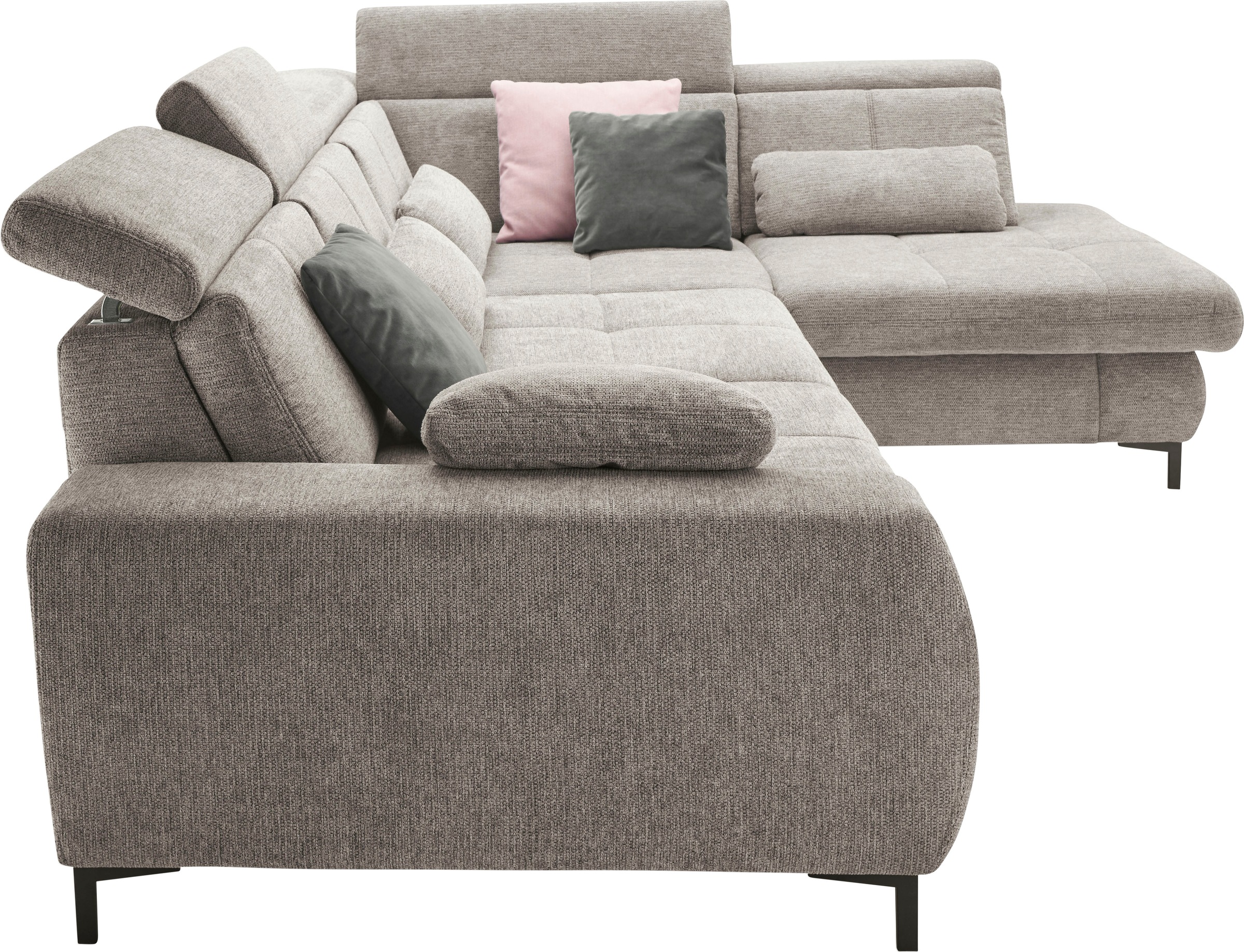 set one by Musterring Ecksofa »SO 3400 Sitzhöhe 47cm oder 49cm, Sitztiefe verstellbar, B/T 317/220 cm«, Kaltschaumpolsterung, Flachgewebe, whlw. mit Funktionen, Sitzhöhe 47