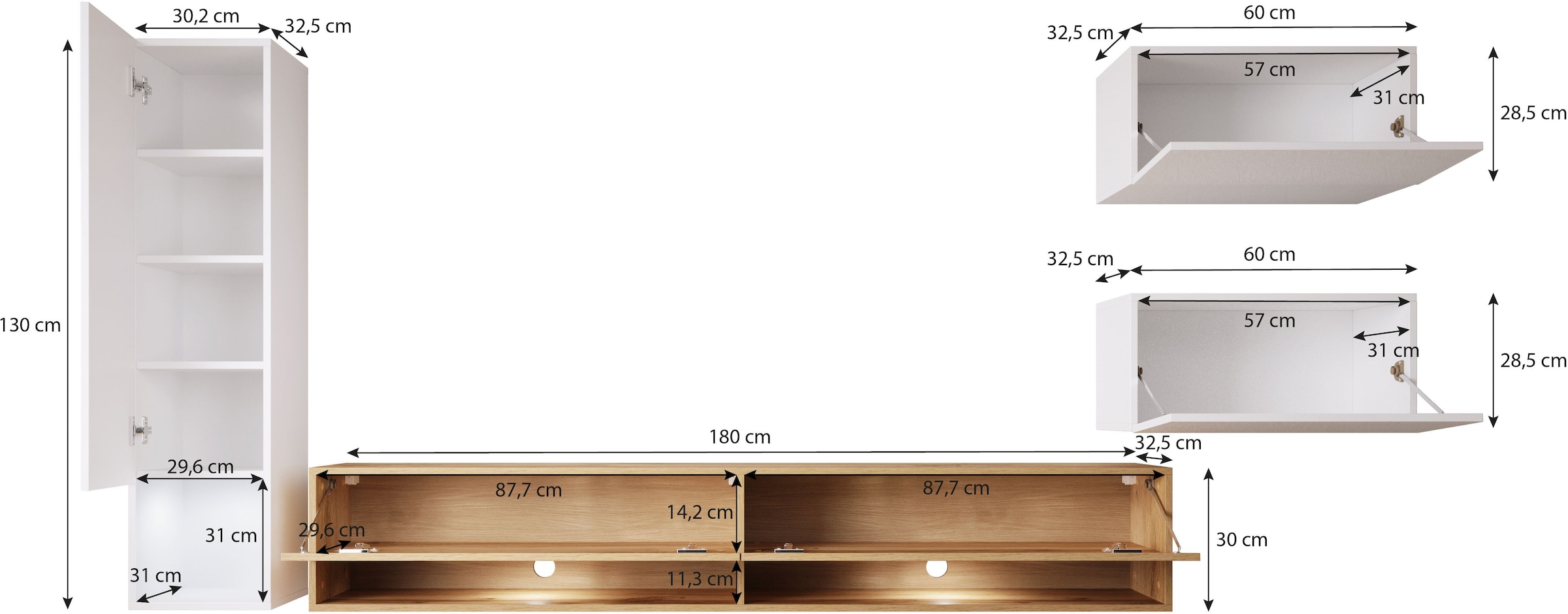 INOSIGN Wohnwand »Amadeo« Set, 4 Stk. tlg.