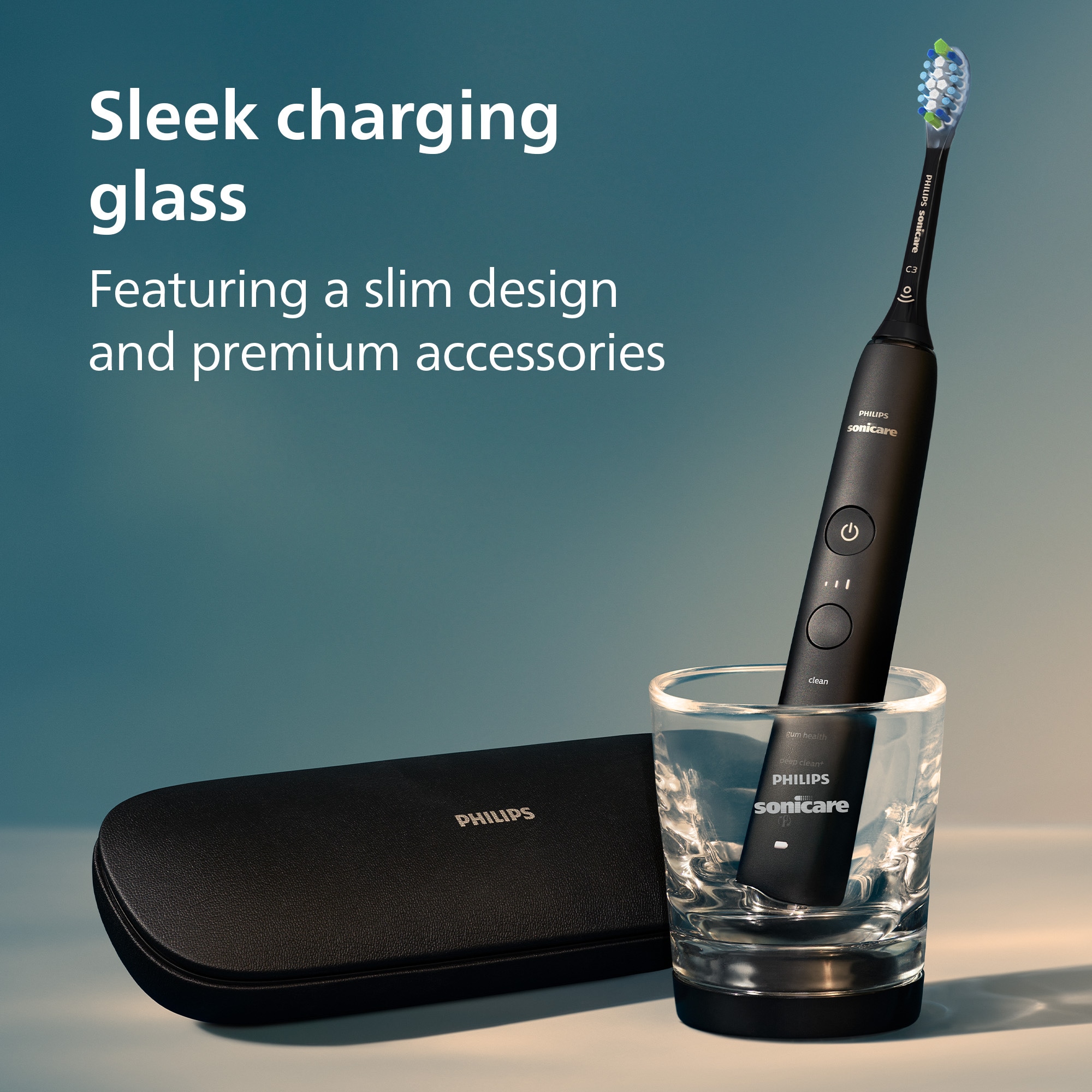 Philips Sonicare Elektrische Zahnbürste »DiamondClean 9000 HX9914« 2 Stk. Aufsteckbürsten DiamondClean Premium Schallzahnbürste, Doppelpack inkl. Ladeglas