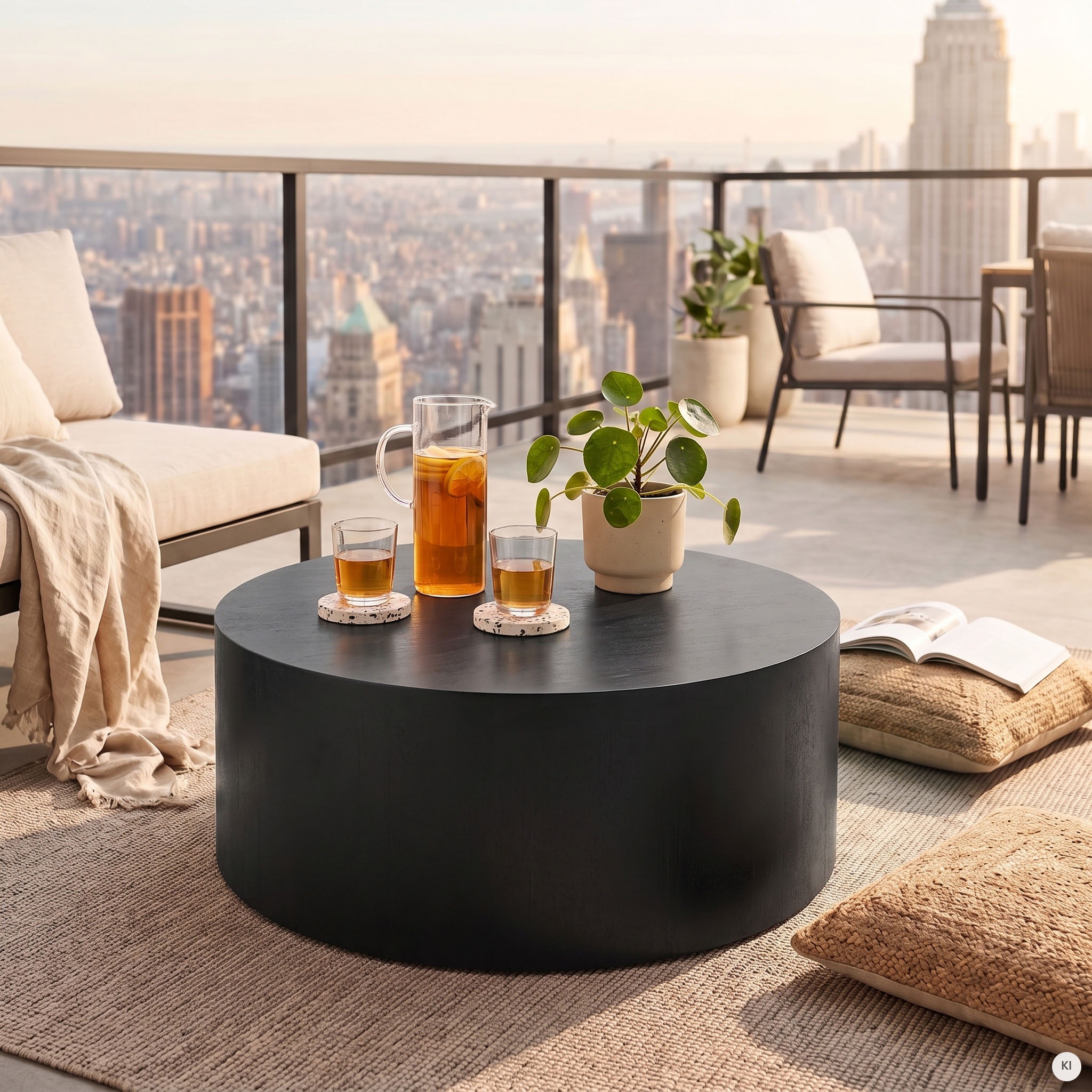 SalesFever Couchtisch »Design-Couchtisch für stilvolles Wohnen, Ø 80 cm« 1 Stk. tlg. Stilvoller & moderner Holztisch mit Echtholzfurnier