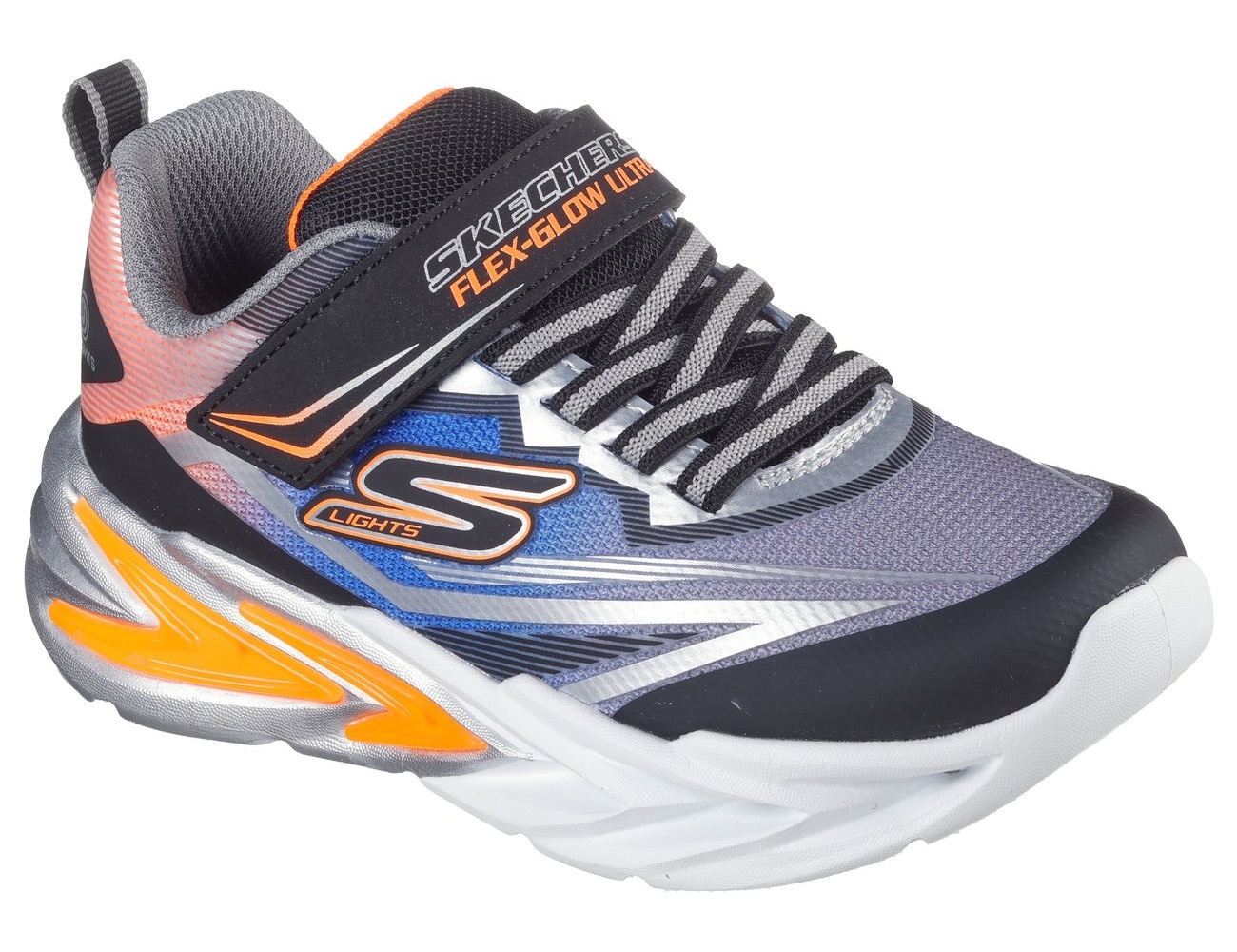 Skechers Lauflernschuh »FLEX-GLOW ULTRA LIGHTS«, Blink,-Klettschuh zum Schlüpfen, Neon, Größenschablone zum Download