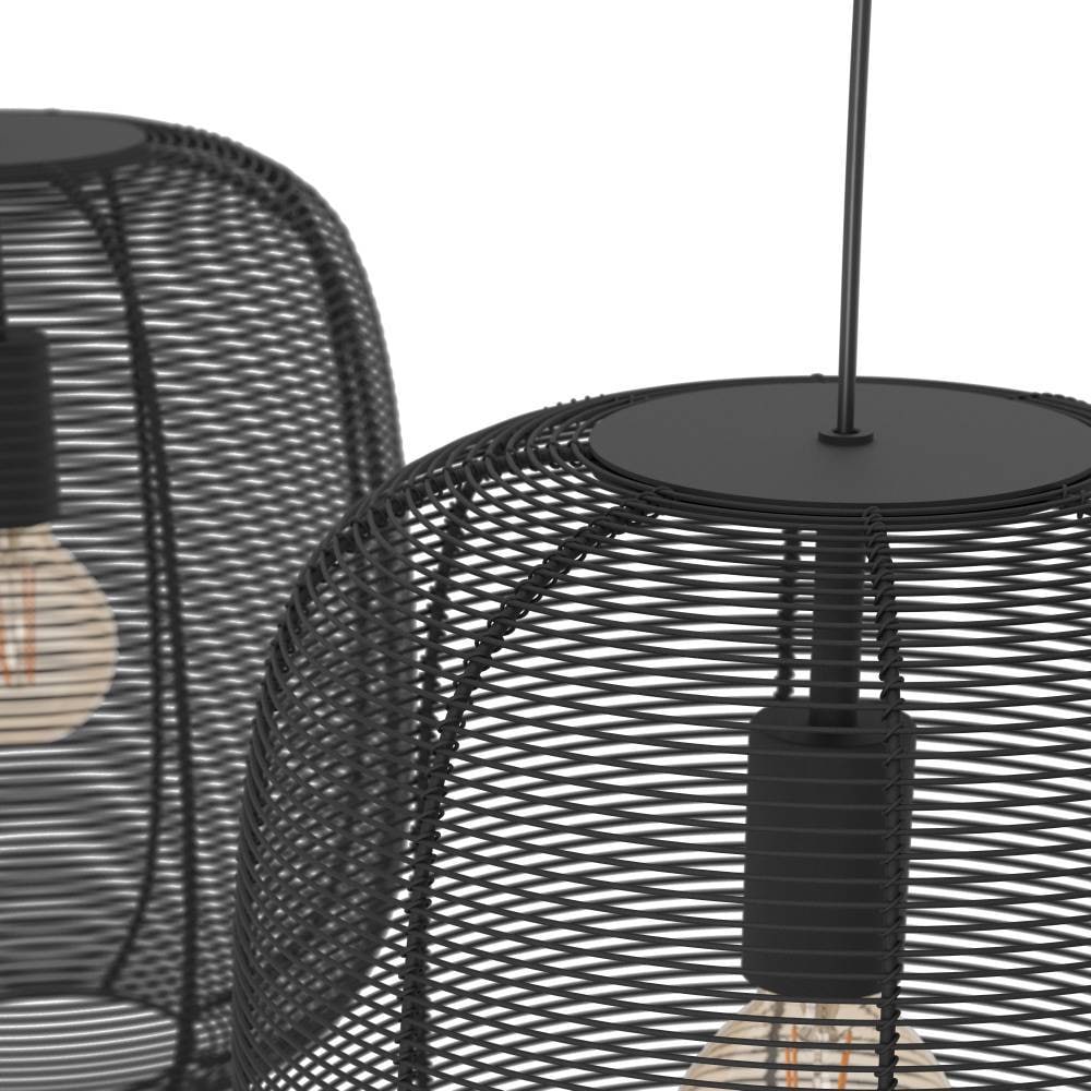 EGLO Hängeleuchte »RINROE Pendellampe, Stahl, E27, IP20, Vintage, Wohnzimmerlampe, Lampe« E27 1 Stk. Hängeleuchte, schwarz / 2 X 40W / L:90 H:110 cm / Pendelleuchte