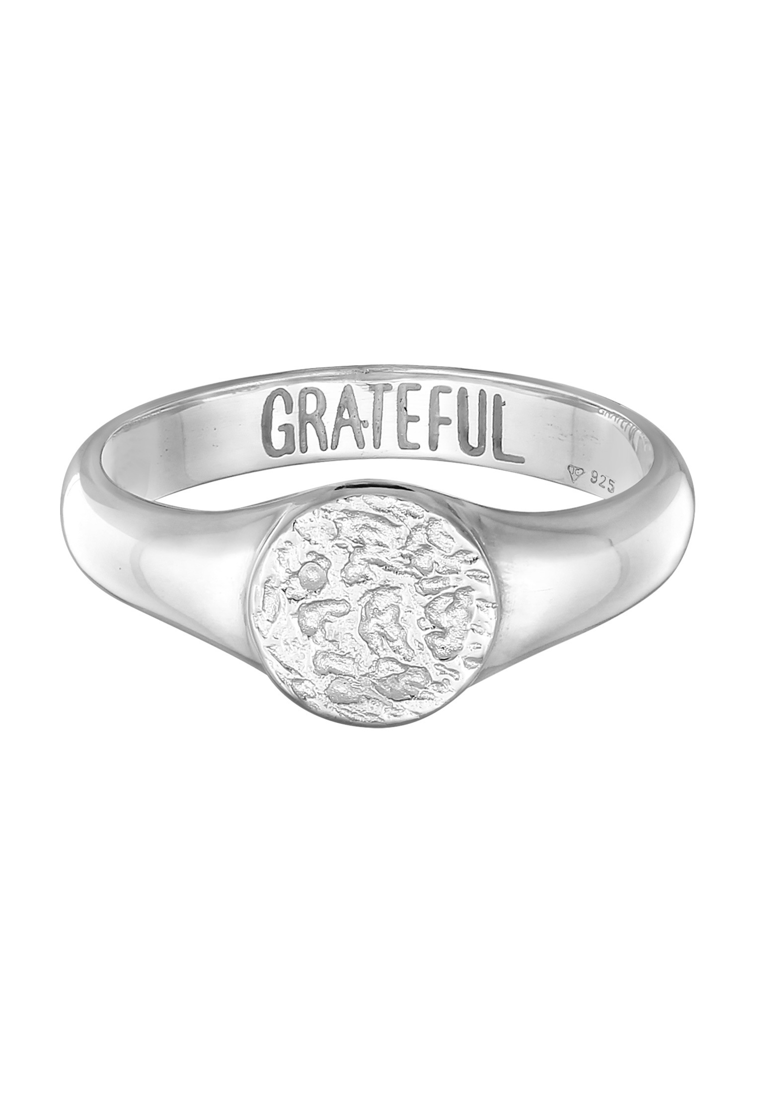 HAZE & GLORY Partnerring »Ring Siegelring Rund - Grateful 925 Sterling Silber«