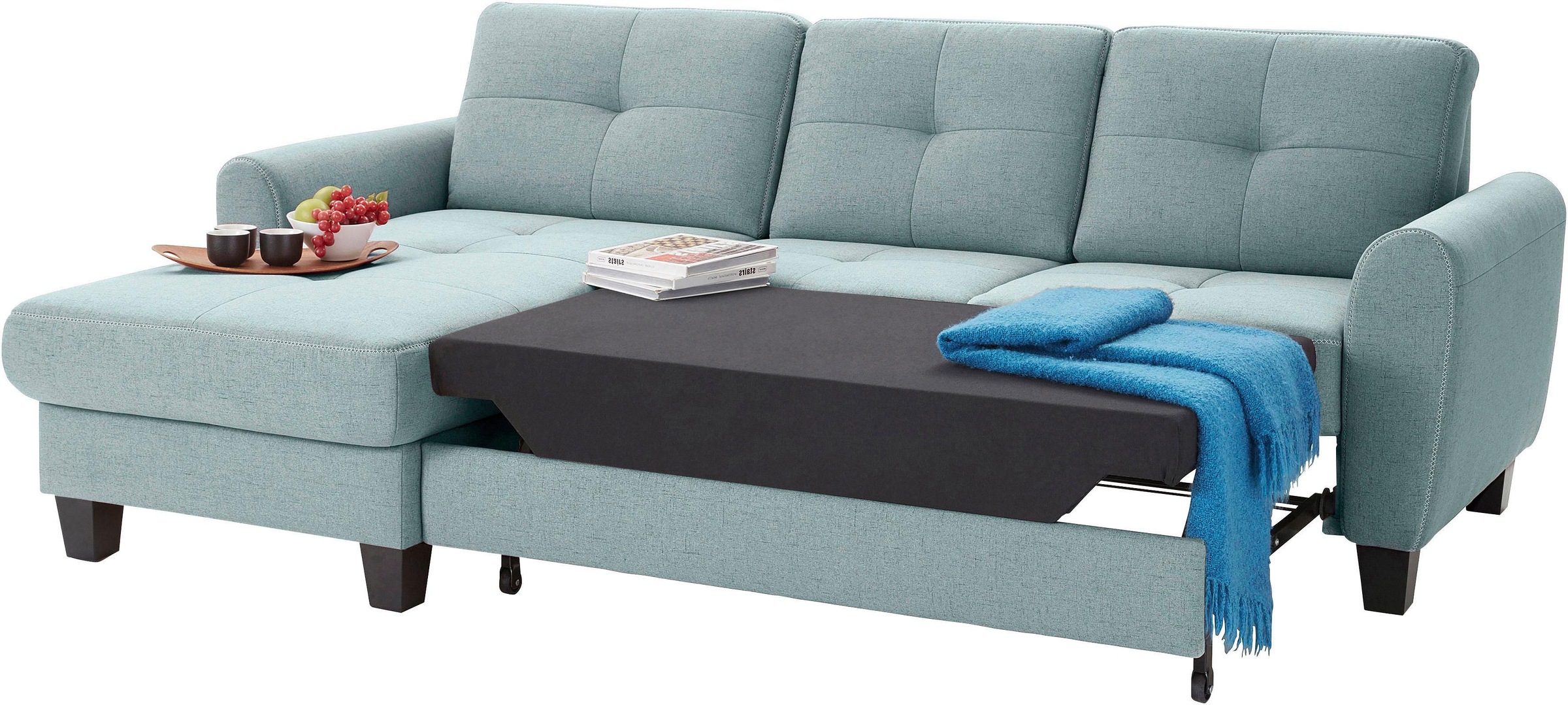 sit&more Ecksofa »Varese L-Form«, mit Federkern, wahlweise mit Bettfunktion und Stauraum