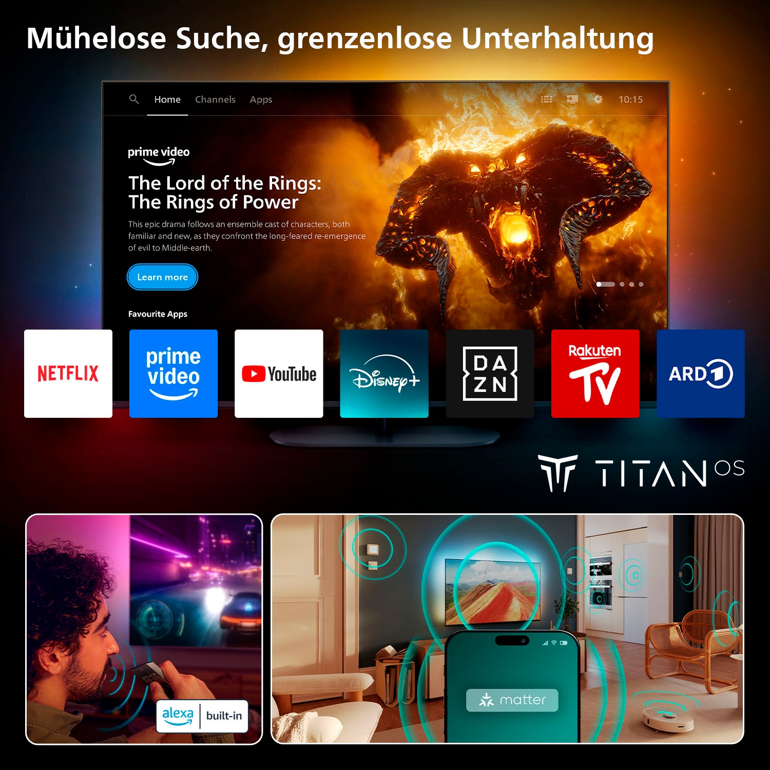 Philips QLED Mini LED-Fernseher »85MLED910/12«, 4K Ultra HD, Smart-TV