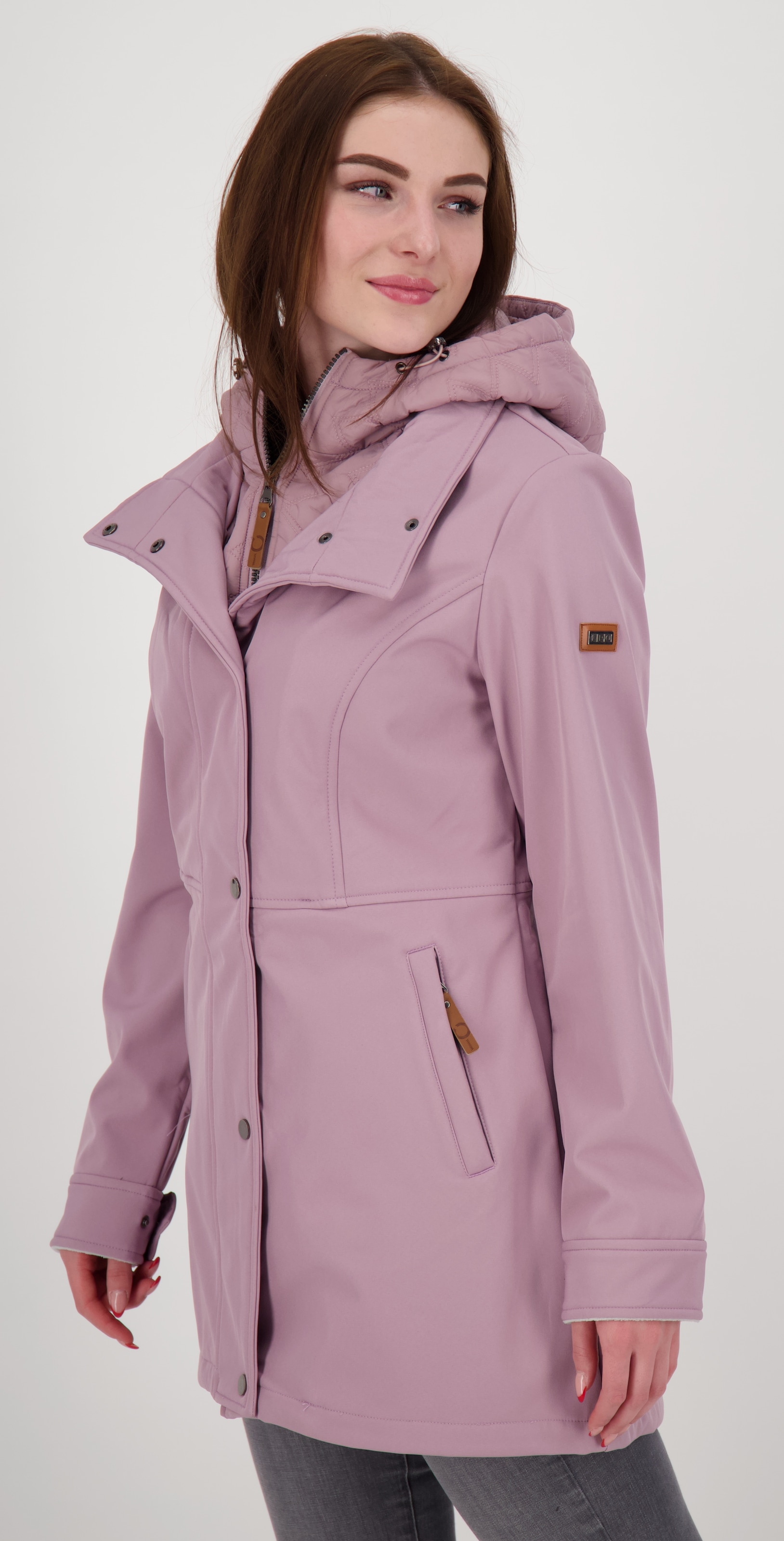 LPO Softshelljacke »LUCANIA PEAK Women« leichte Softshelljacke mit All-Over-Print und abnehmbarer Kapuze
