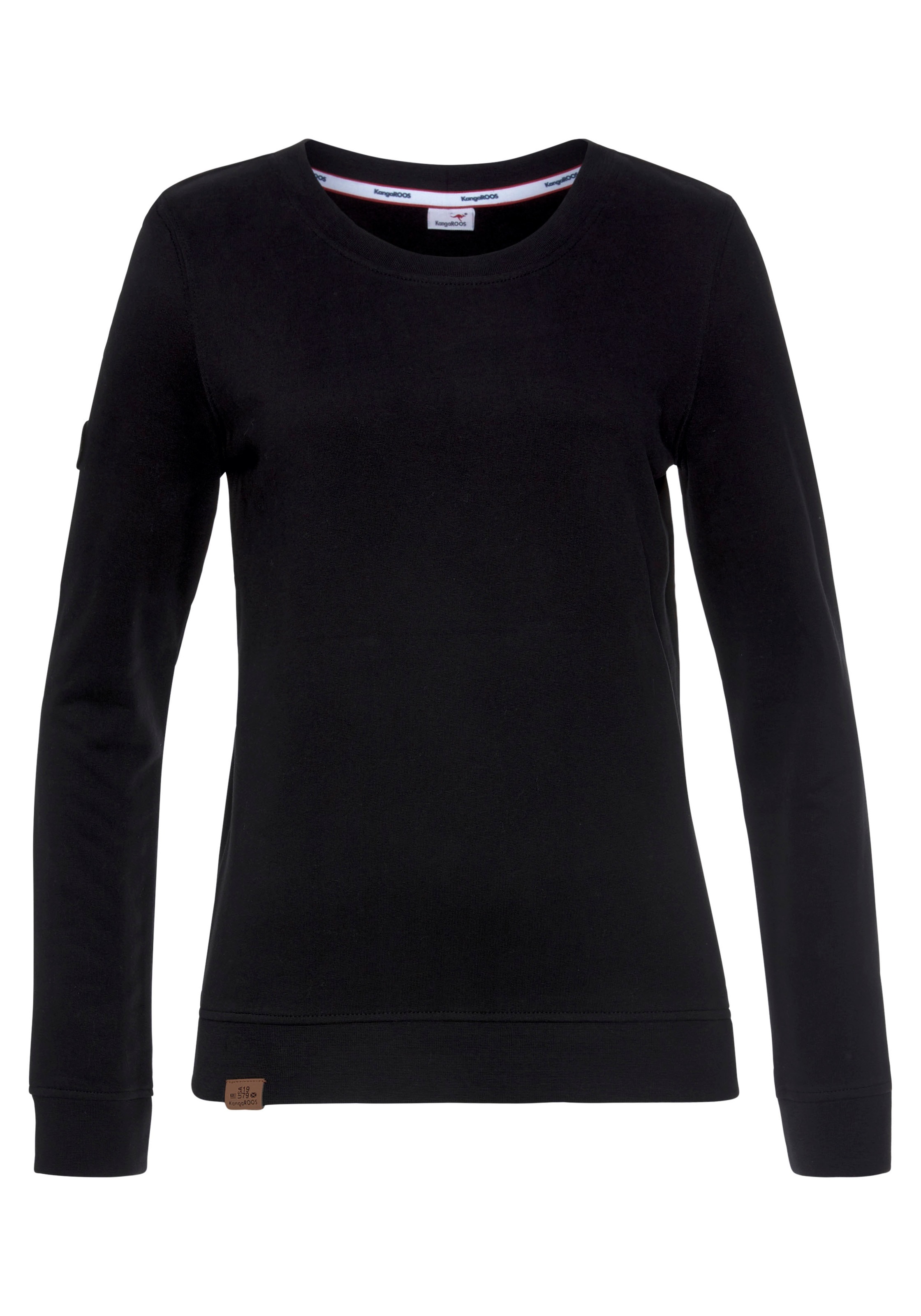 KangaROOS Sweatshirt, Langarm, figurbetonter Schnitt, unifarben, Rundhalsausschnitt