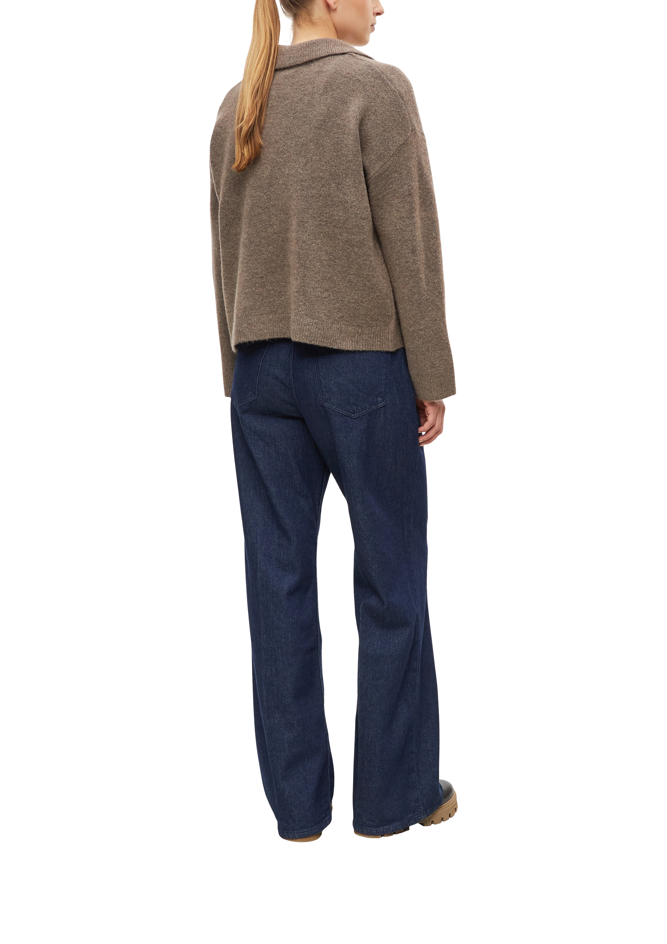 s.Oliver Strickpullover Winterpullover mit Hemdkragen und V-Ausschnitt