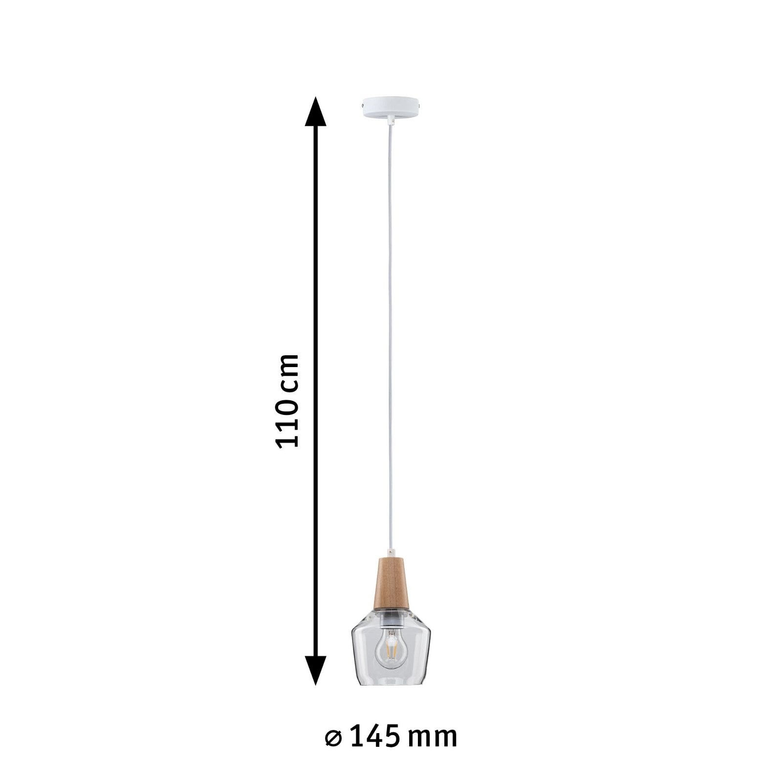 Paulmann Pendelleuchte »Neordic Ylvie max. 1x20W Klar/Holz 230V Glas/Holz«, 1 flammig, Leuchtmittel E27 | ohne Leuchtmittel, E27