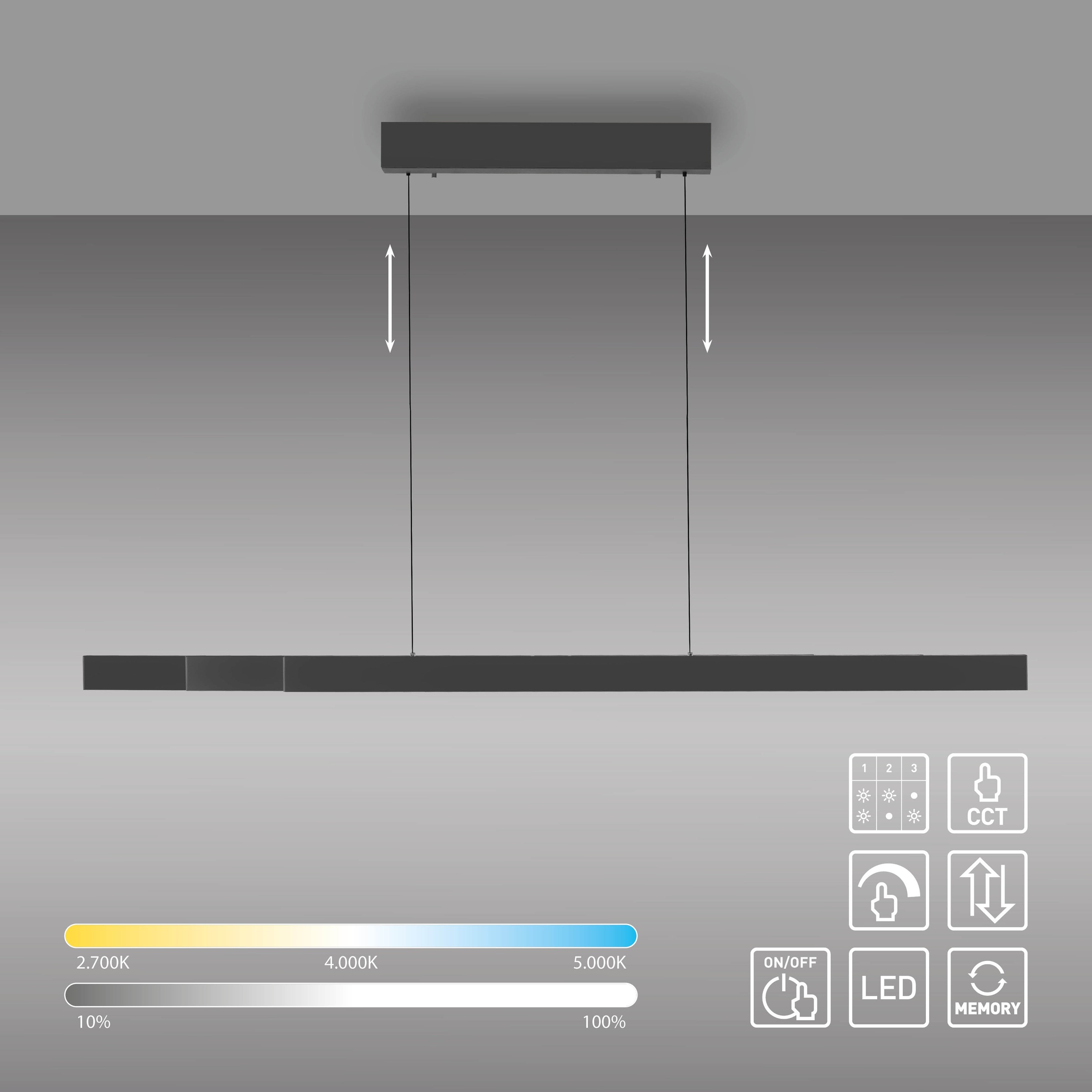 Paul Neuhaus LED Pendelleuchte »Adriana Square« LED-Board 1 Stk. warmweiß - kaltweiß Touchdimmer, CCT 2700-5000K, getrennt schaltbar, Memory, Comfort -Lift