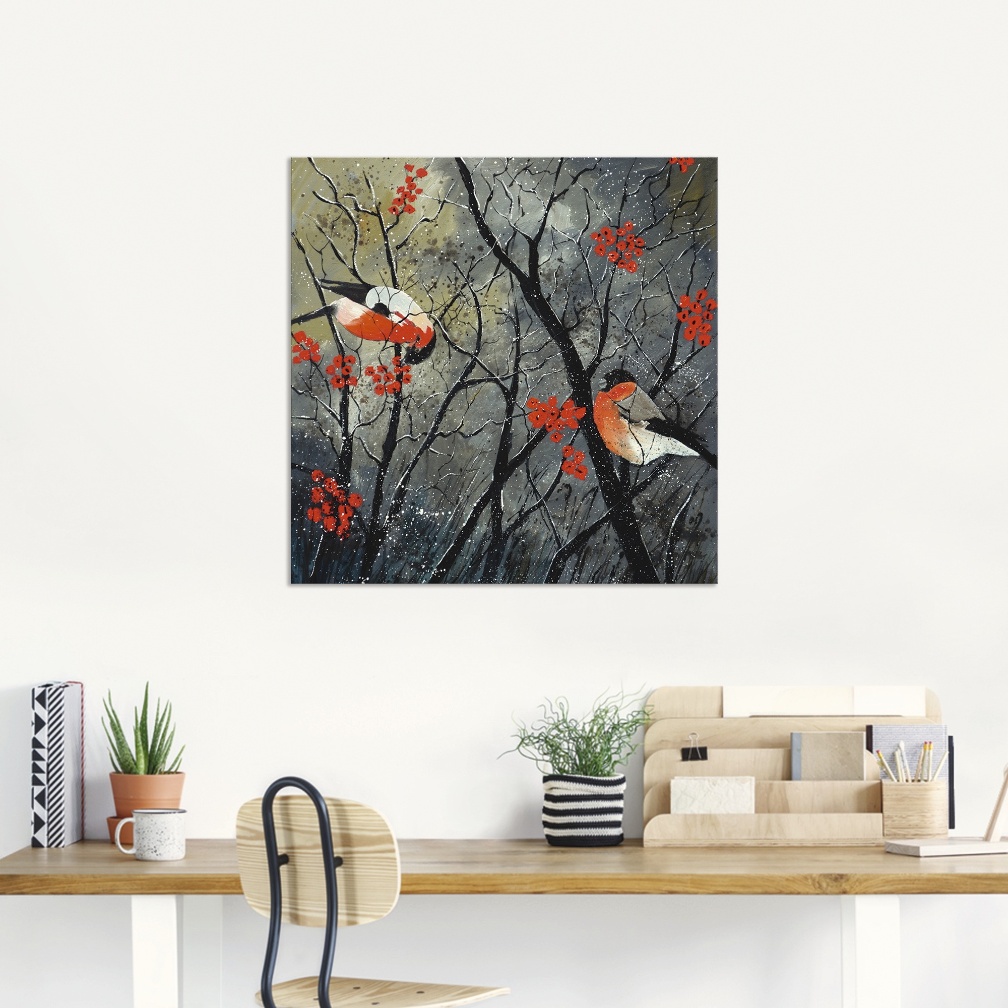 Artland Wandbild »rote Vögel im Winter«, Vögel, (1 St.), als Alubild, Outdoorbild, Leinwandbild, Wandaufkleber, versch. Größen